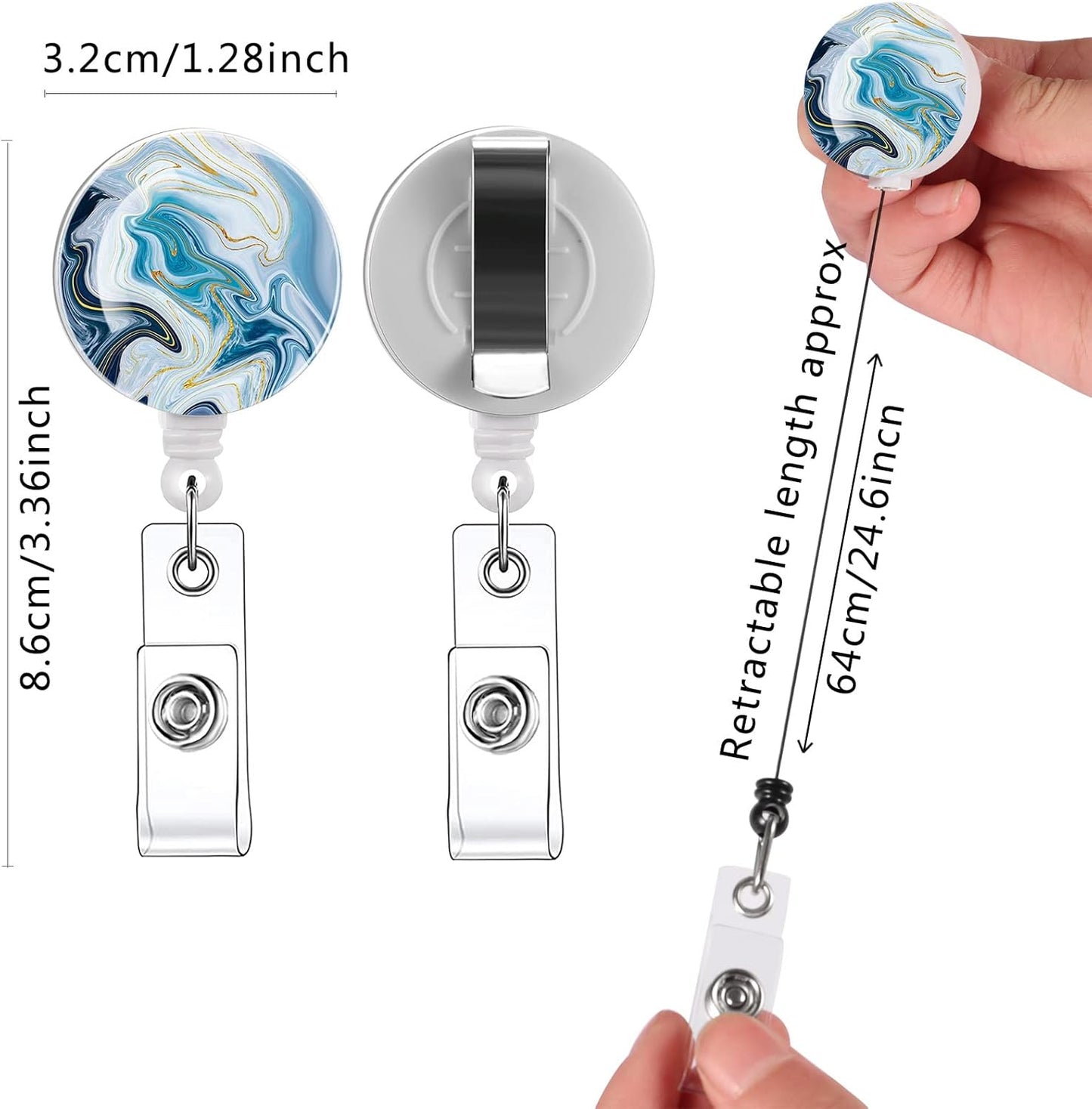 Daisy Marble Puppy 15 Pack Retractable Id Badge Clip Holder - Cute Badge Reels