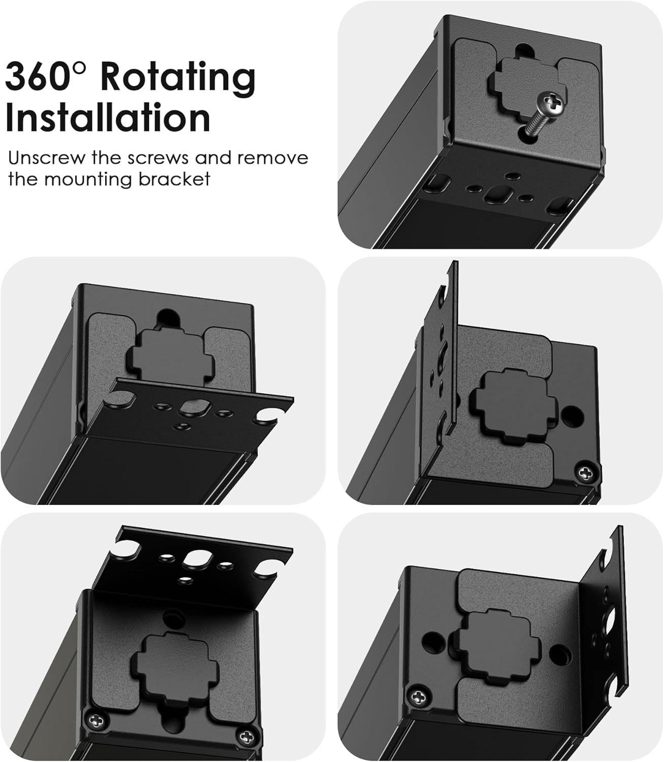 JUNNUJ Multi Angle Mount 10 Outlet Power Strip Heavy Duty, 2700J Surge Protector Under Desk with Switch 15A, Garage Workbench Power Strip Gaming Outlet Table Wall Mountable, 10FT 14AWG Extension Cord