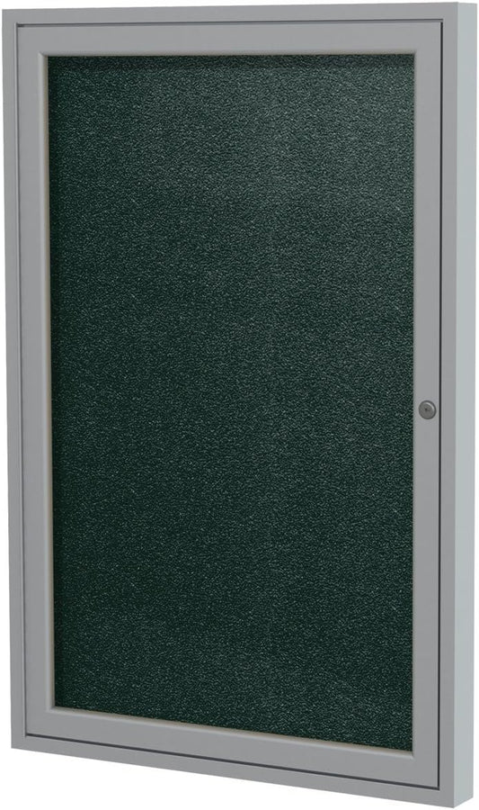 Ghent 36"x36" 1-Door Outdoor Enclosed Vinyl Bulletin Board, Shatter Resistant, with Lock, Satin Aluminum Frame - Ebony (PA13636VX-183), Made in the USA