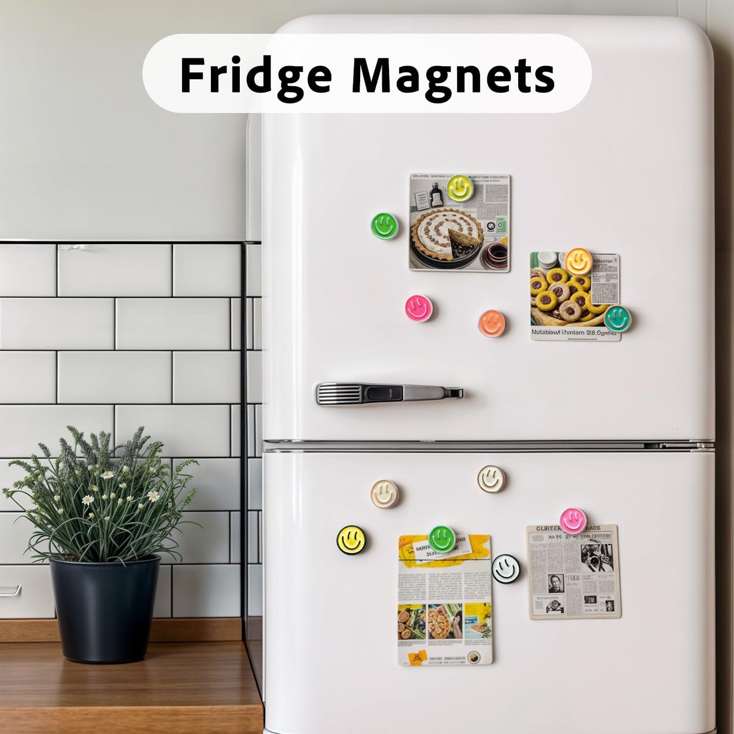 Qualsen 12 Pcs Cute Fridge Magnets, Fun Colorful Decorative Smiley Face Magnet for Lockers, Whiteboard, Offices, Schools and Homes, Locker Magnets for Girls