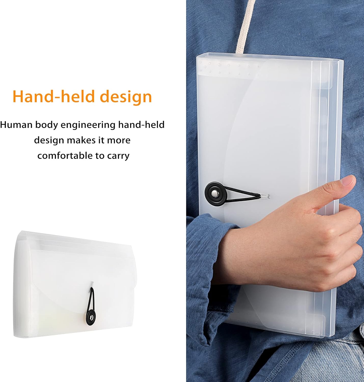 BTSKY Expanding File Folder New 13 Pockets Small Accordion File Expandable Card Ticket Holder Storage Folder Plastic Wallet Case (White Translucent)