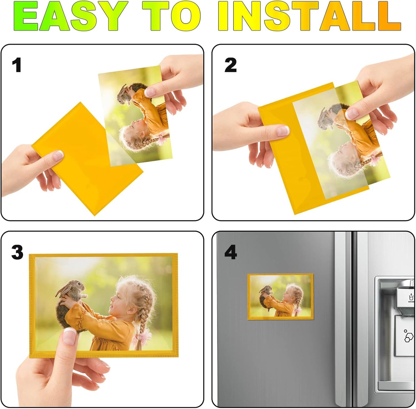 Yellow Magnetic Picture Frame 4X6 for Refrigerator 10 Pack,Photo Magnets Sleeves