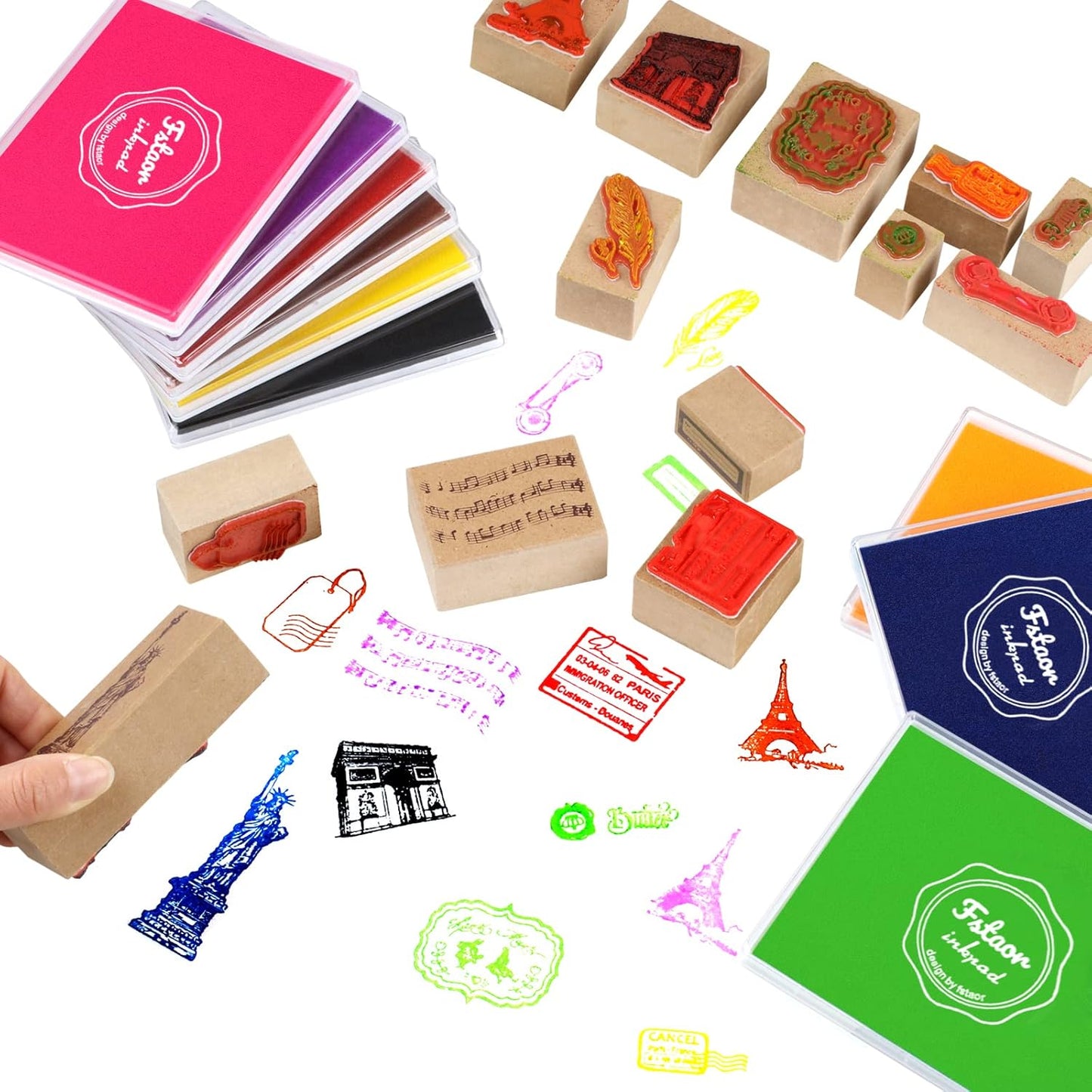 Fstaor Permanent Large Red Ink Pad for Rubber Stamps, 5x4 inch Stamp Pads for Kids Paper Wood Fabric (Red)