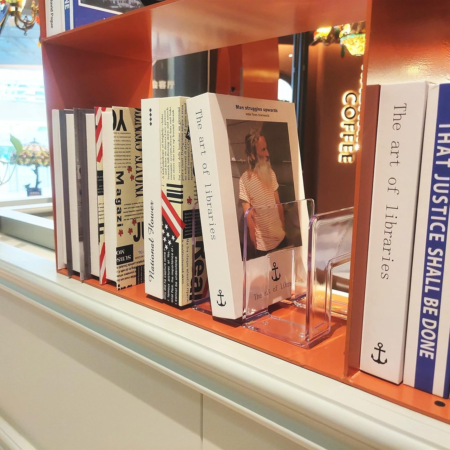 LUGUNU Clear Acrylic Purse Organizer - 3-Section Divider for Handbag Closet Storage - Durable Rack for Purses, Clutches More (Set of 4)