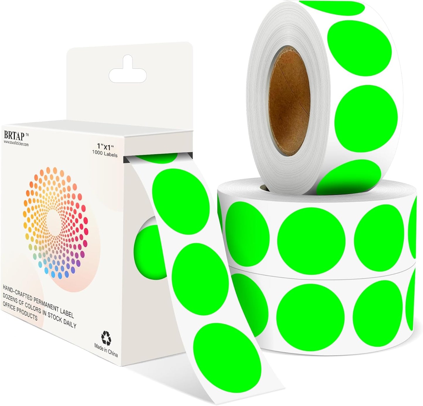 Fluorescent Green 1 Inch Round Color Coding Labels with 4000 Dots, 4 Rolls - Bright Color Dot Stickers for File Folders, Inventory System - Highly Visible