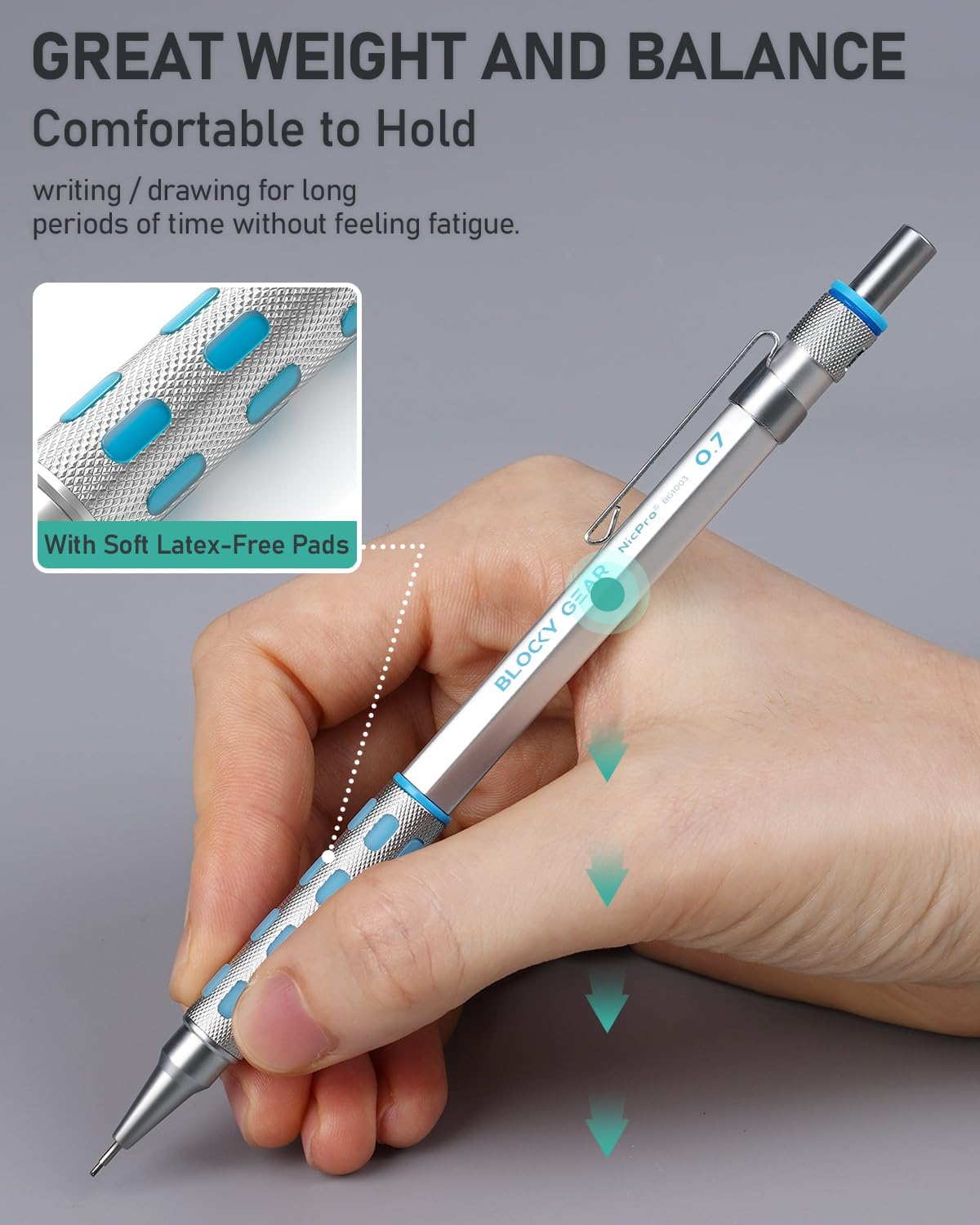 Nicpro 36PCS Blocky Gear Mechanical Pencil Set with Case, Metal Mechanical Pencils 0.3, 0.5, 0.7, 0.9, 2mm Lead Holder for Art Drawing Sketching with 21 Tubes (6B 4B 2B HB 2H 4H Colors) Lead Refills