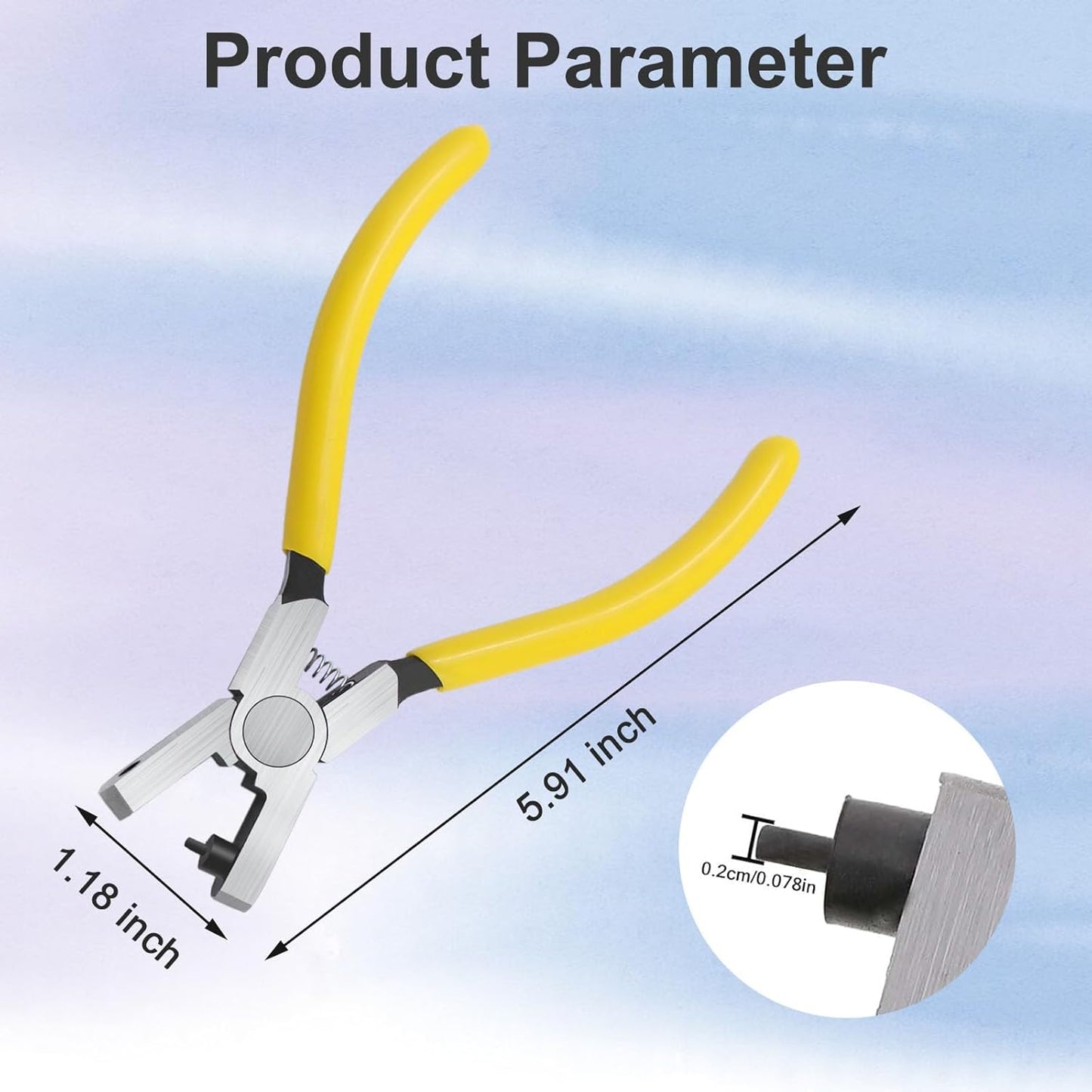 2.0mm Steel & Plastic Leather Hole Punch Tool - Precision Hand Puncher for Watch Bands, Belts, Dog Collars, Shoes, DIY Crafts (Yellow Handle, Long-Lasting & Portable)‌