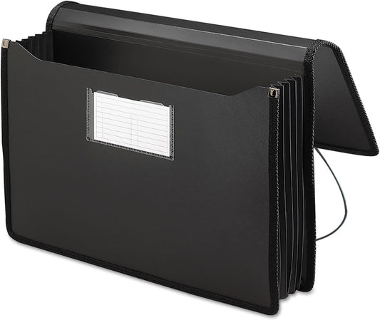 Smead Poly Wallet, Accordion File Organizer for File Folders, Legal Size, Black, 5-1/4 inch Expansion, Office Supplies, Document Organizer (71510)