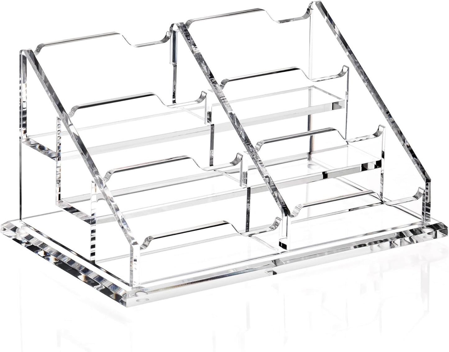 Business Card Holder for Desk, Acrylic Business Card Organizer , Multiple 6 Slots 3 Tier Business Cards Stand for Women& Men,Office Desk Accessories,Organize 300 Cards-1 Pack(Horizontal,Clear)