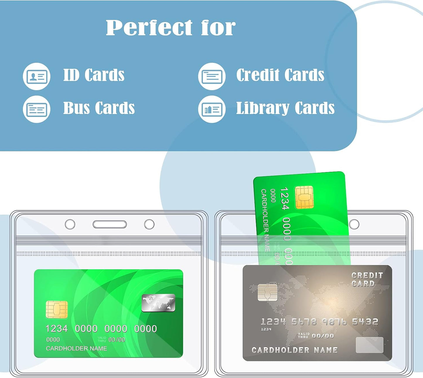 Zonon 150 Pcs Name Badge Holders Clear Plastic ID Card Name Tag Holders Badge Sleeves Horizontal Waterproof Transparent PVC Sleeve Cover Pouch for Office School Travel(4.13 x 3.54 Inch)