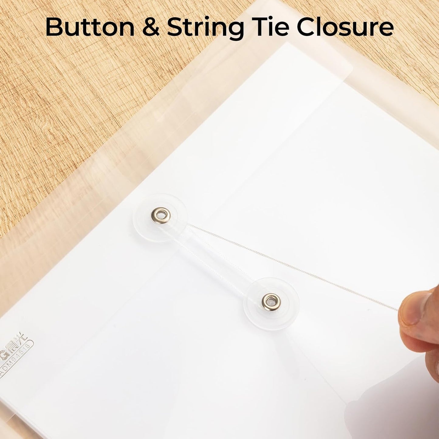 M&G 12 Pack Plastic Envelopes File Folders, Clear Poly Document Folder, Expandable Files Document Folders with Button & String Tie Closure- US Letter A4 Size for School Home Work Office Organizer