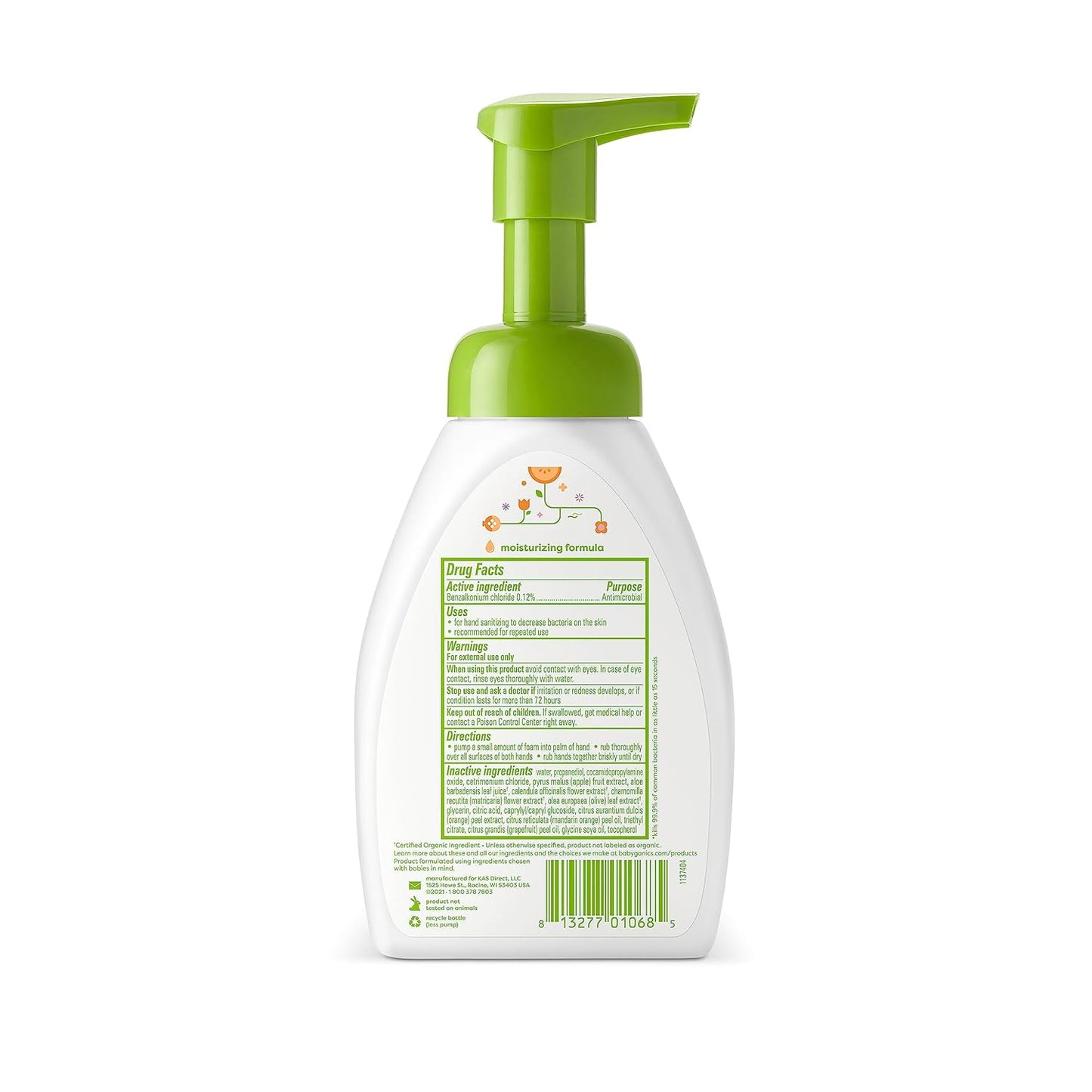 Babyganics Alcohol-Free Foaming Hand Sanitizer, Pump Bottle, Mandarin, 8.45 oz, 3 Pack