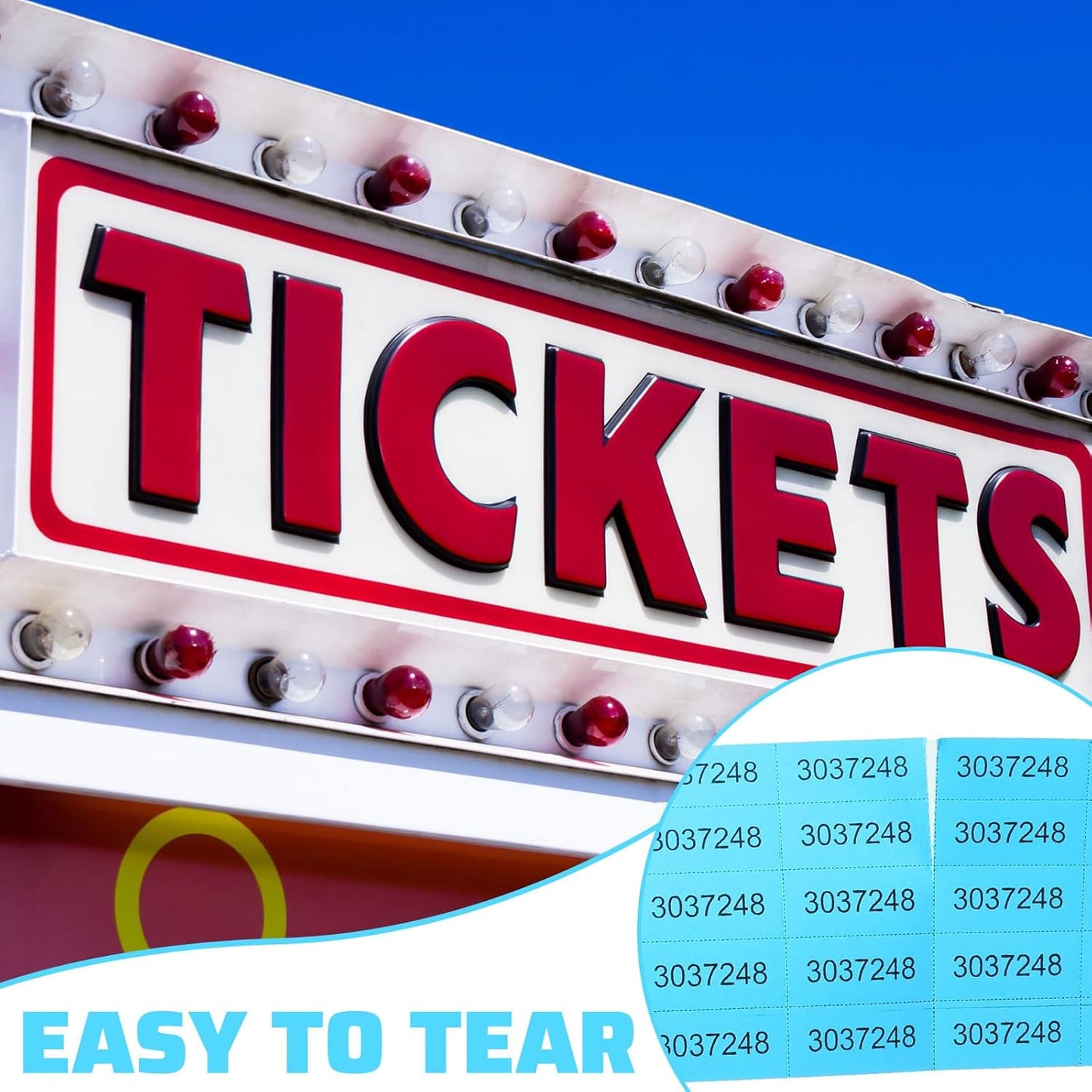 Kosiz 2000 Sheets Raffle Ticket 25 Bid Chinese Auction Tickets Tricky Tray Basket Raffle Sheets for Back to School Class Rewards Carnival Door Prizes Events(Red, Orange, Lake Blue)