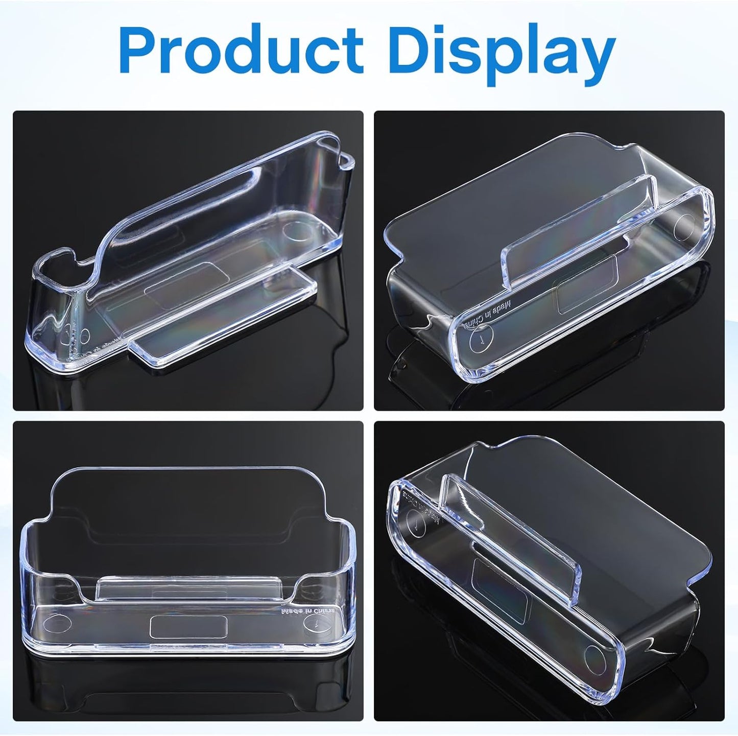 Leinuosen 8 Pack Business Card Holder for Desk Acrylic Business Card Holder Display Clear Label Stand Label Table Desktop Organizer for Home and Office