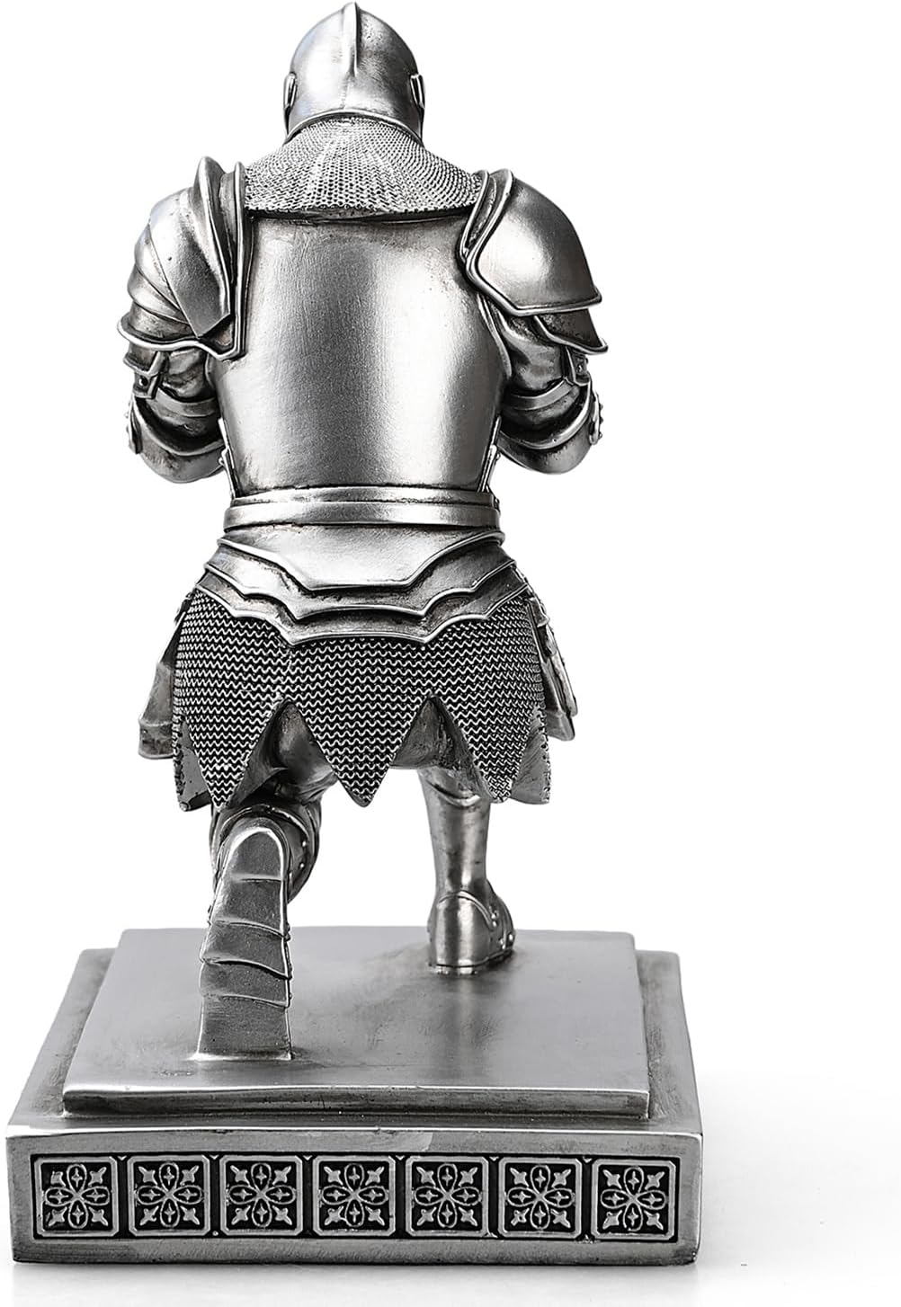 Medieval Armored Warrior Knight Pen Holder Desk Organizers and Accessories Resin Pencil Holder Paperweight as Gift with a Cool Letter Opener for Desk (Silver)