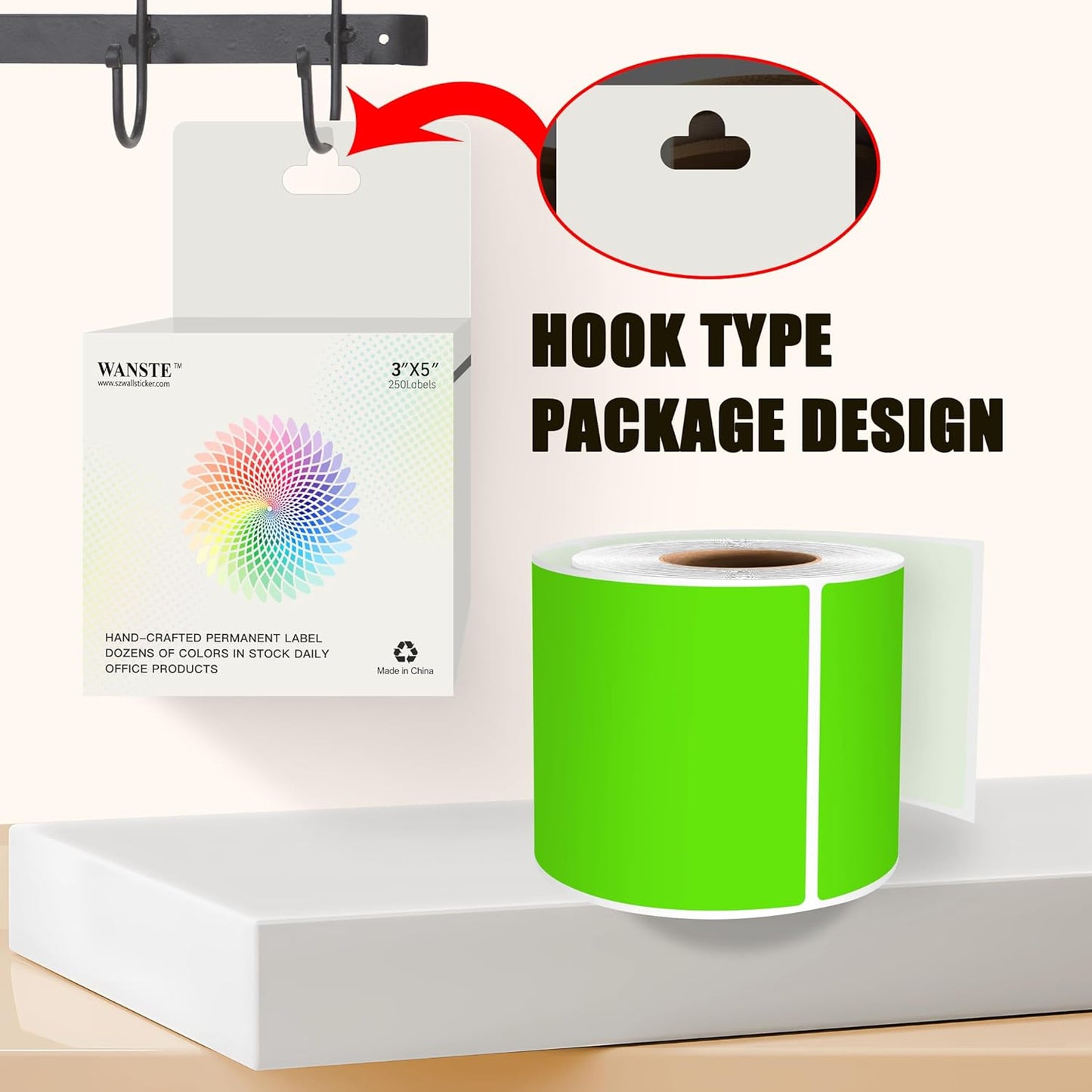 3 x 5 Inch 250Pcs Rectangle Color Coding Stickers,Strong Adhesion Easy to Write Label for Moving,Box Organization,Inventory,Business,Light Green