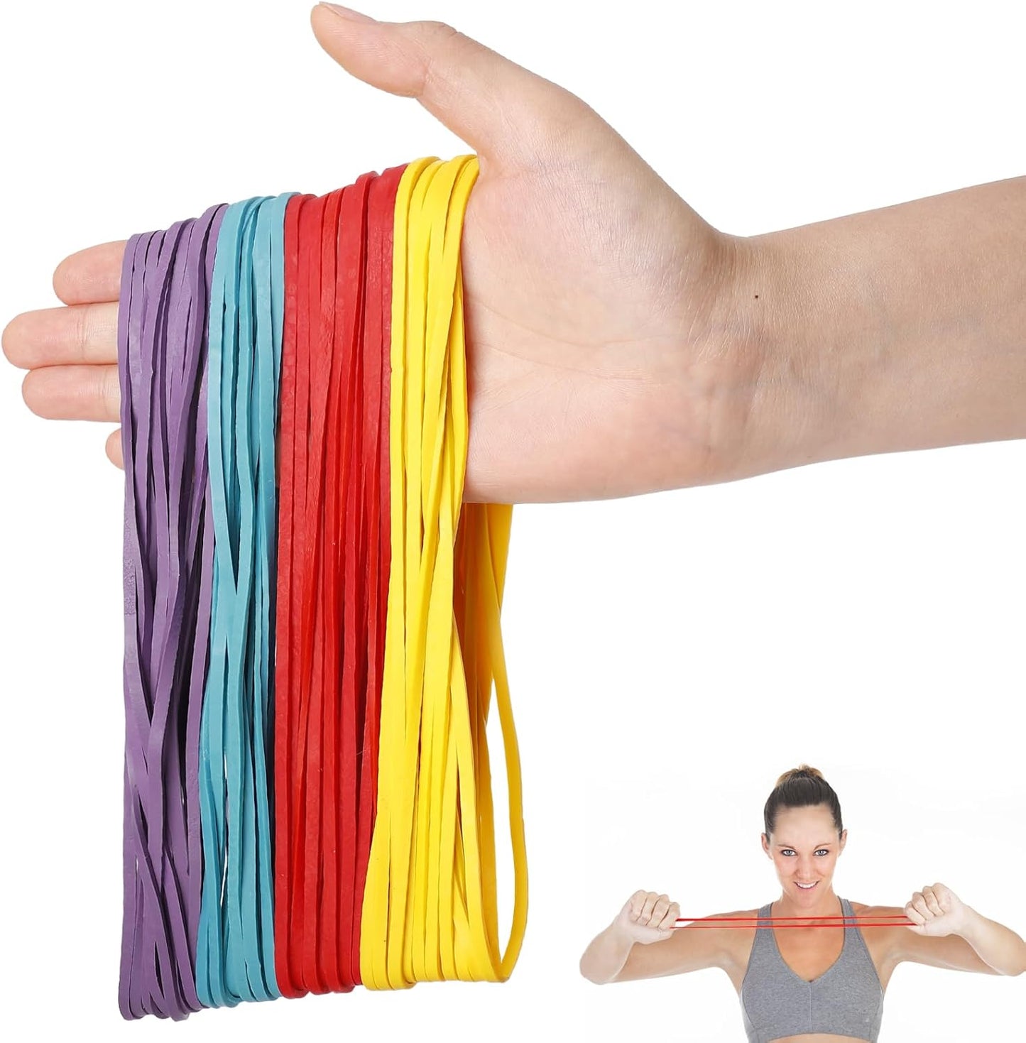 120 Pieces Extra Large Rubber Bands, Heavy-duty Silicone Rubber Bands, Thick Elastic Rubber Wrapping Bands for Office Tie Up Garbage Bag Notebook File Packing (4 Colors 7in Long)