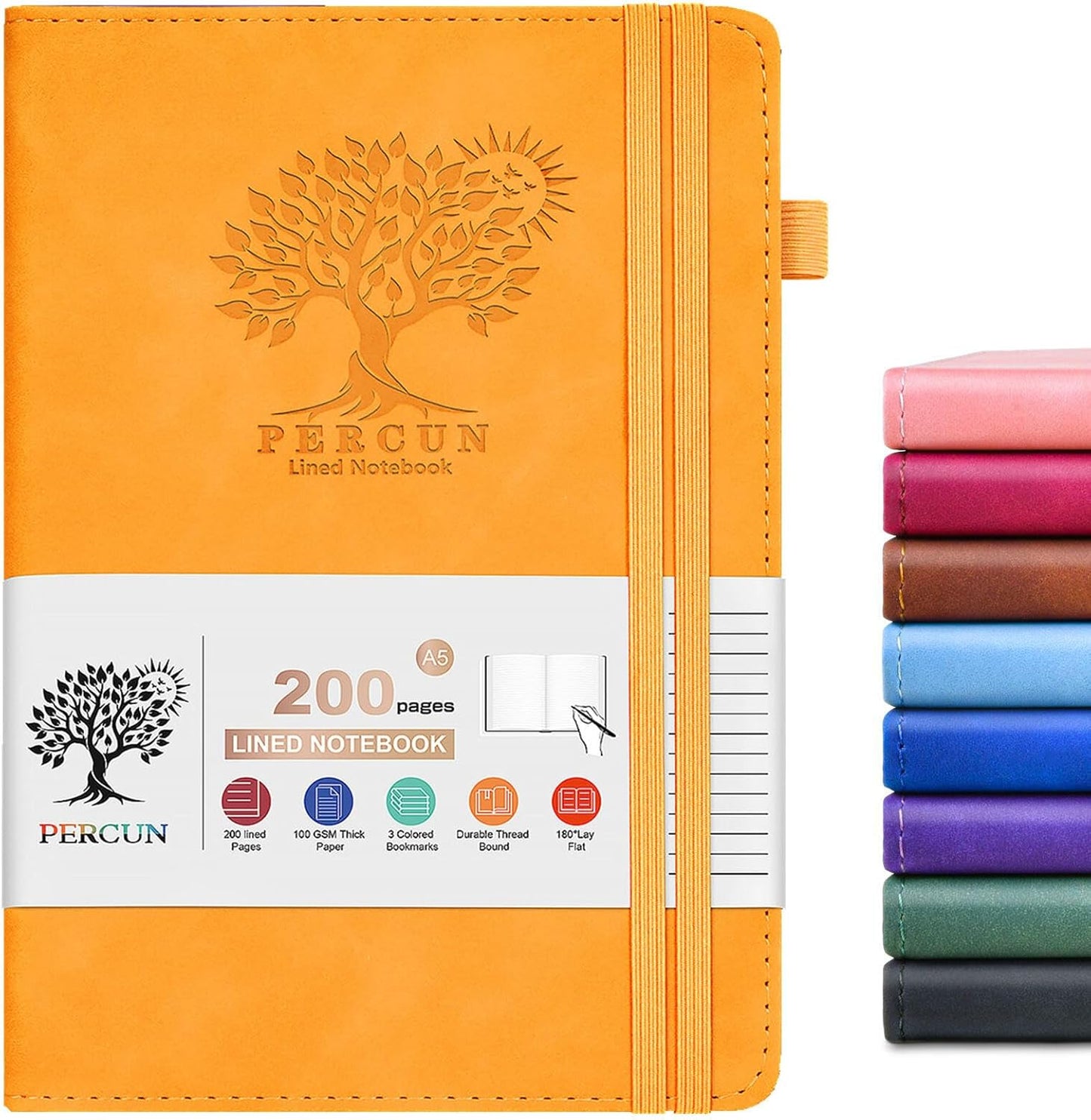 Lined Journal Notebook for Men & Women,200 Pages A5 Hardcover Leather Notebook (5.9"x8.5"), Travel Journal for Work, School, Business Writing, Note Taking, Notepad Diary (Yellow)