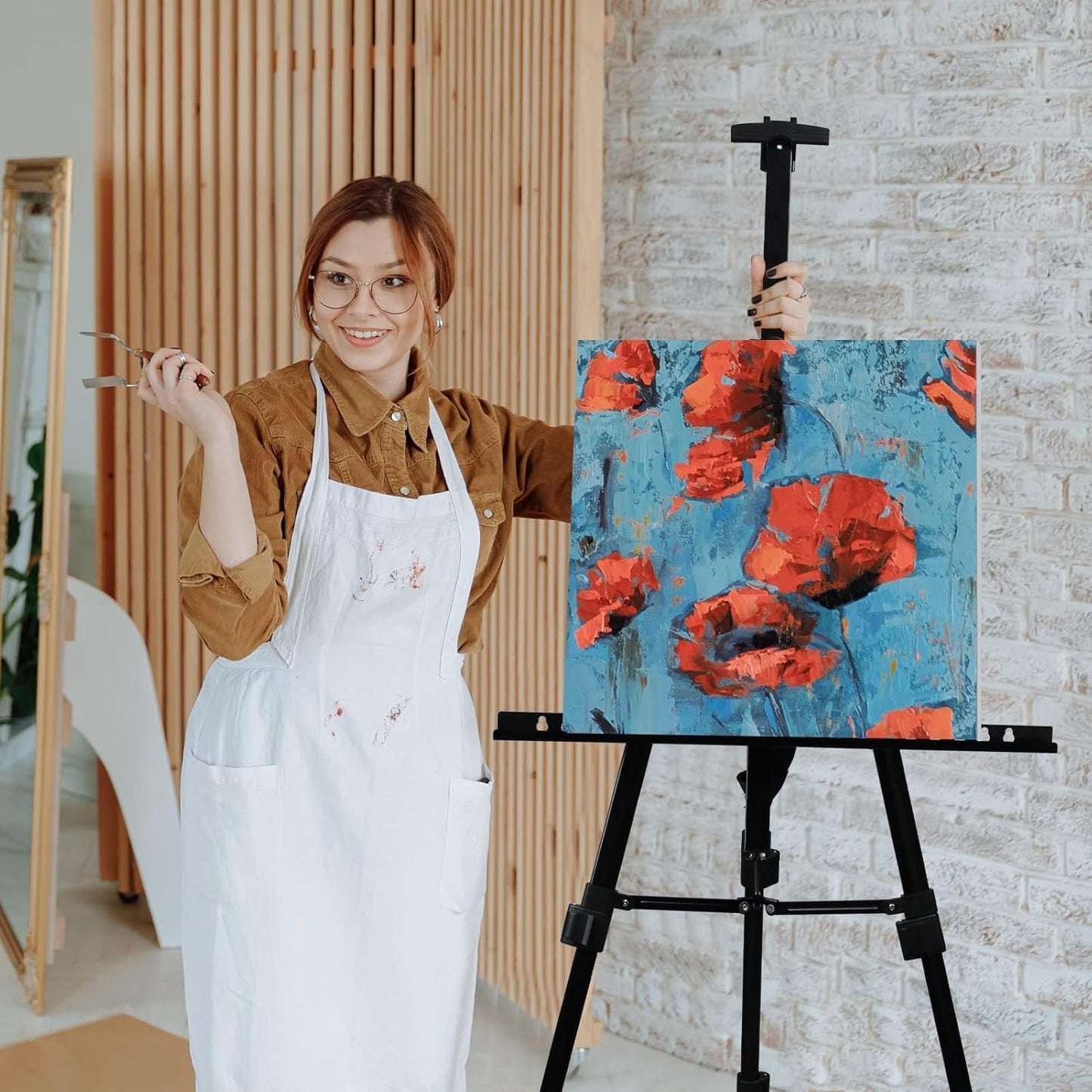 RRFTOK Art Painting Display Easel Stand,72Inches Portable Adjustable Metal Tripod with Artist Easels for Canvases Height from 22-72”for Table-Top/Floor Paint and Displaying,Black