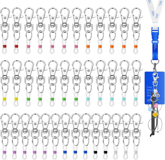 40 Pack Pen Holder for Lanyard, Retractable Badge Reel Accessories, Colorful Silicone Clips with Lobster Clasps, Mini Pen Clips for Badge Mini Sharpie, Nurse Teacher Student Aattachment for Daily Use