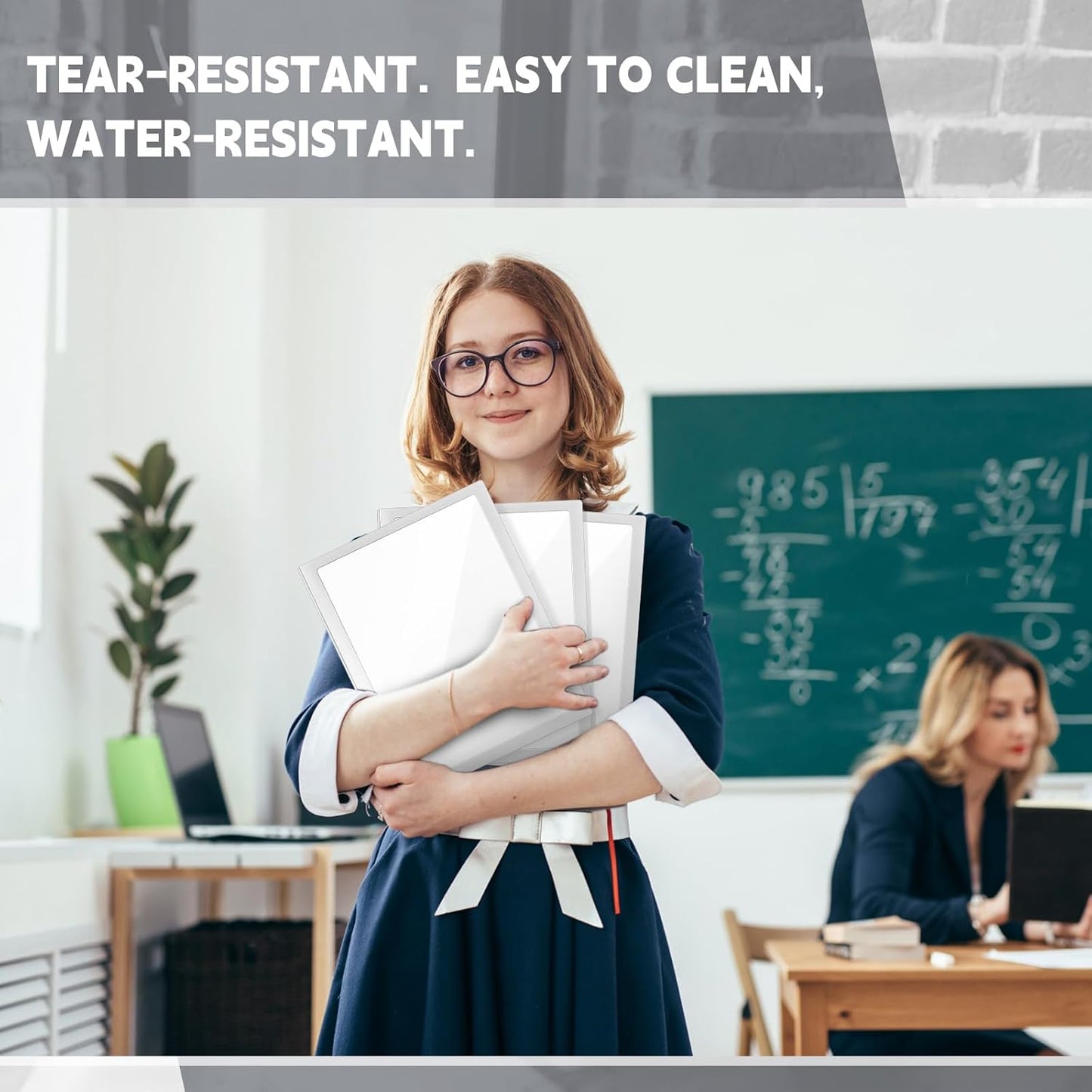 Teling 24 Pcs Plastic Folders with Front Clear Pocket and Business Card Holder 2 Pocket Folders Letter Size Paper for School Office Supplies Nice Gift for Christmas New Year School Supply (White)