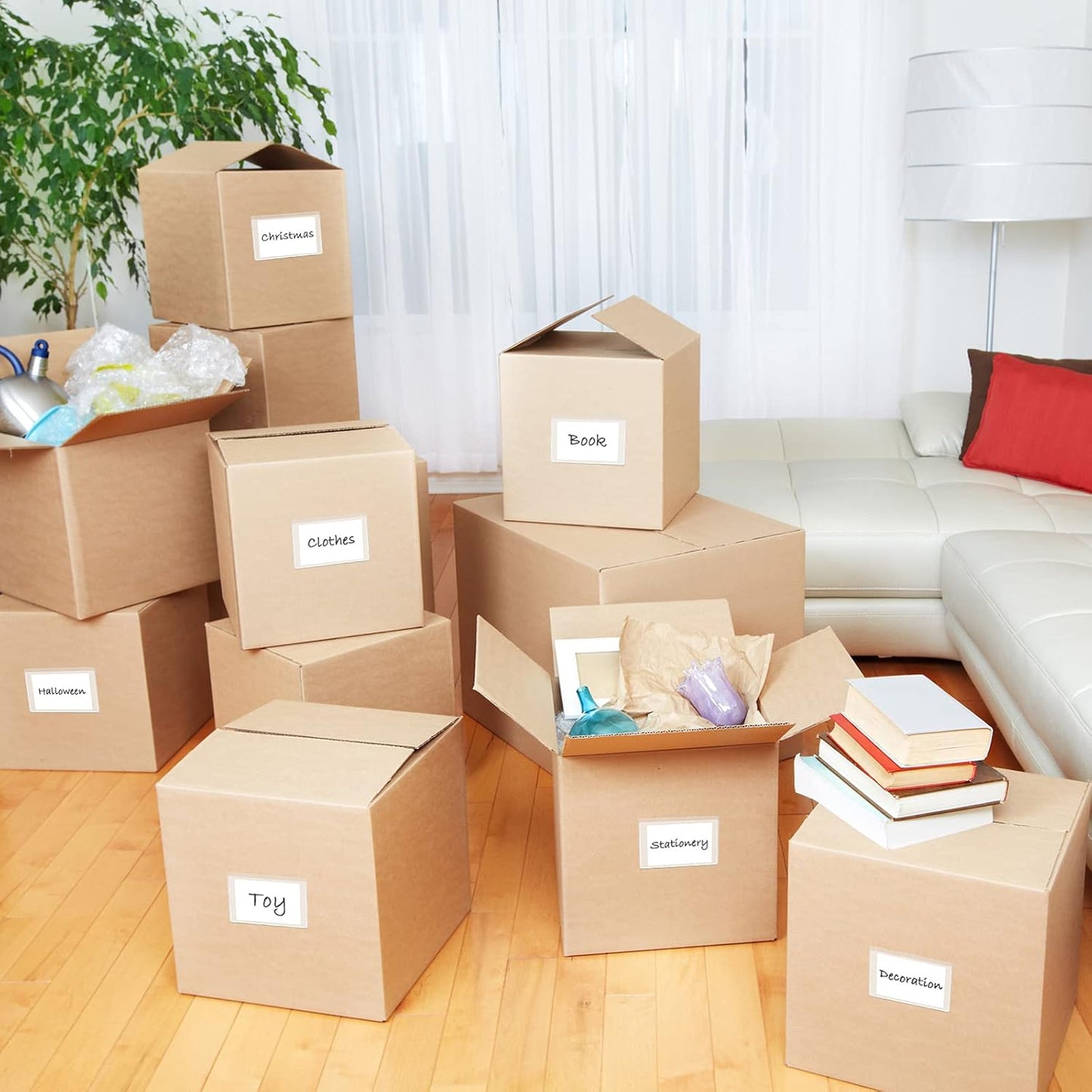 Outus 200 Sets Self Adhesive Index Card Pockets with Blank Cards 4 x 2.5 Clear Adhesive Pockets Label Holders Bin Labels for Storage Bins Organizing Box Drawer