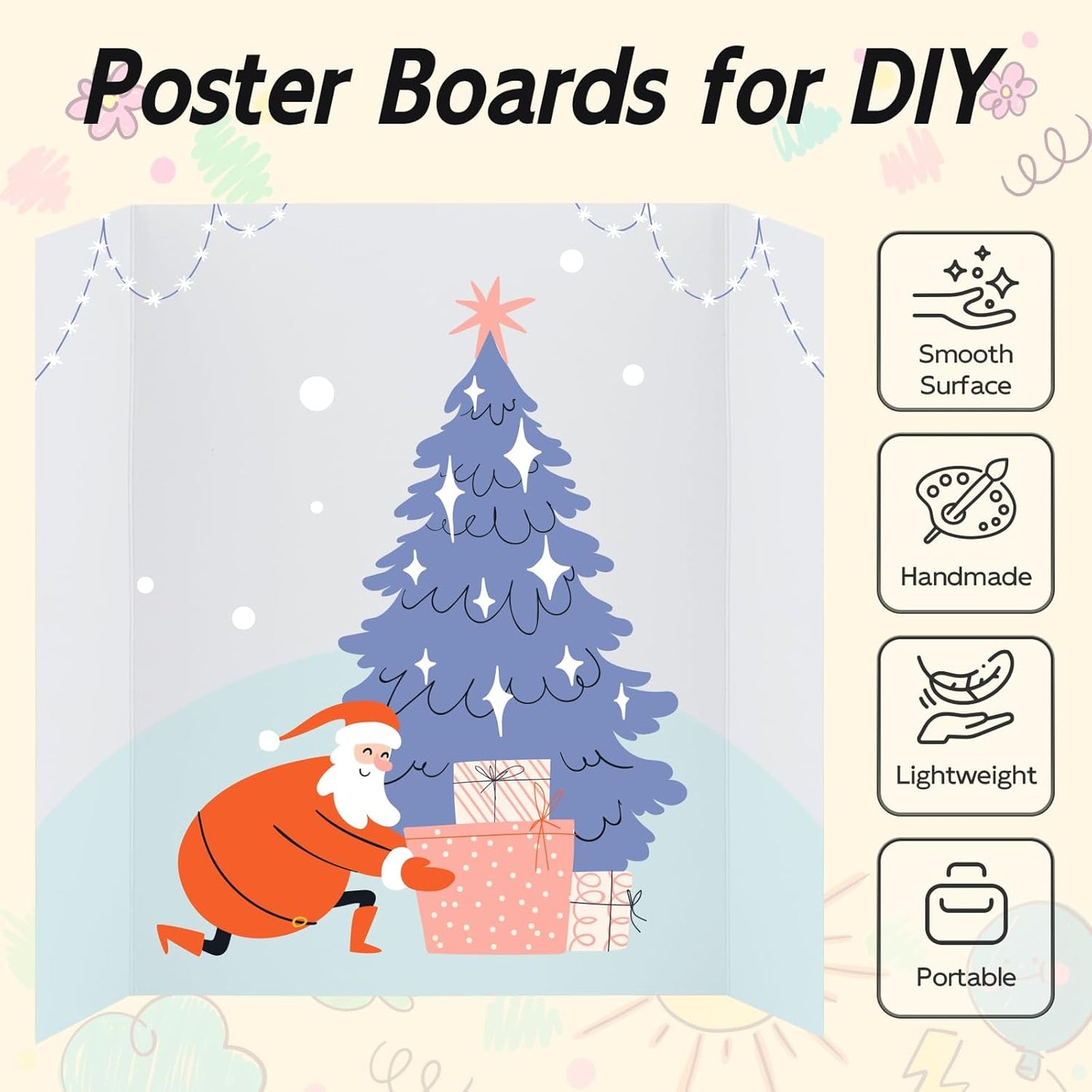 12 Pack Trifold Poster Board, 16x24 Inches White Presentation Board, Portable Display Board for Science Fair, School DIY Project and Business Exhibitions