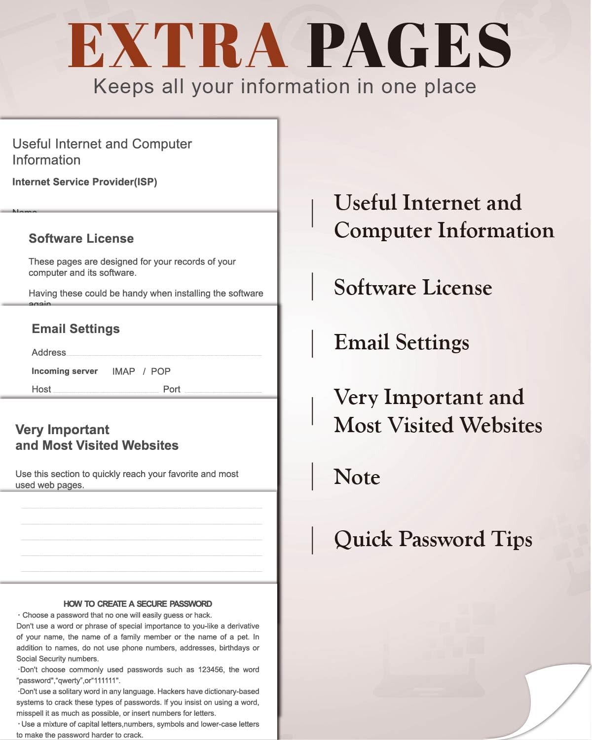Small Password Keeper Book with Colorful Alphabetical Tabs, Hardcover Password Log-book for Internet Password and Website Address, 4.1"×6.2" Password Notebook for Home Office (Sienna)