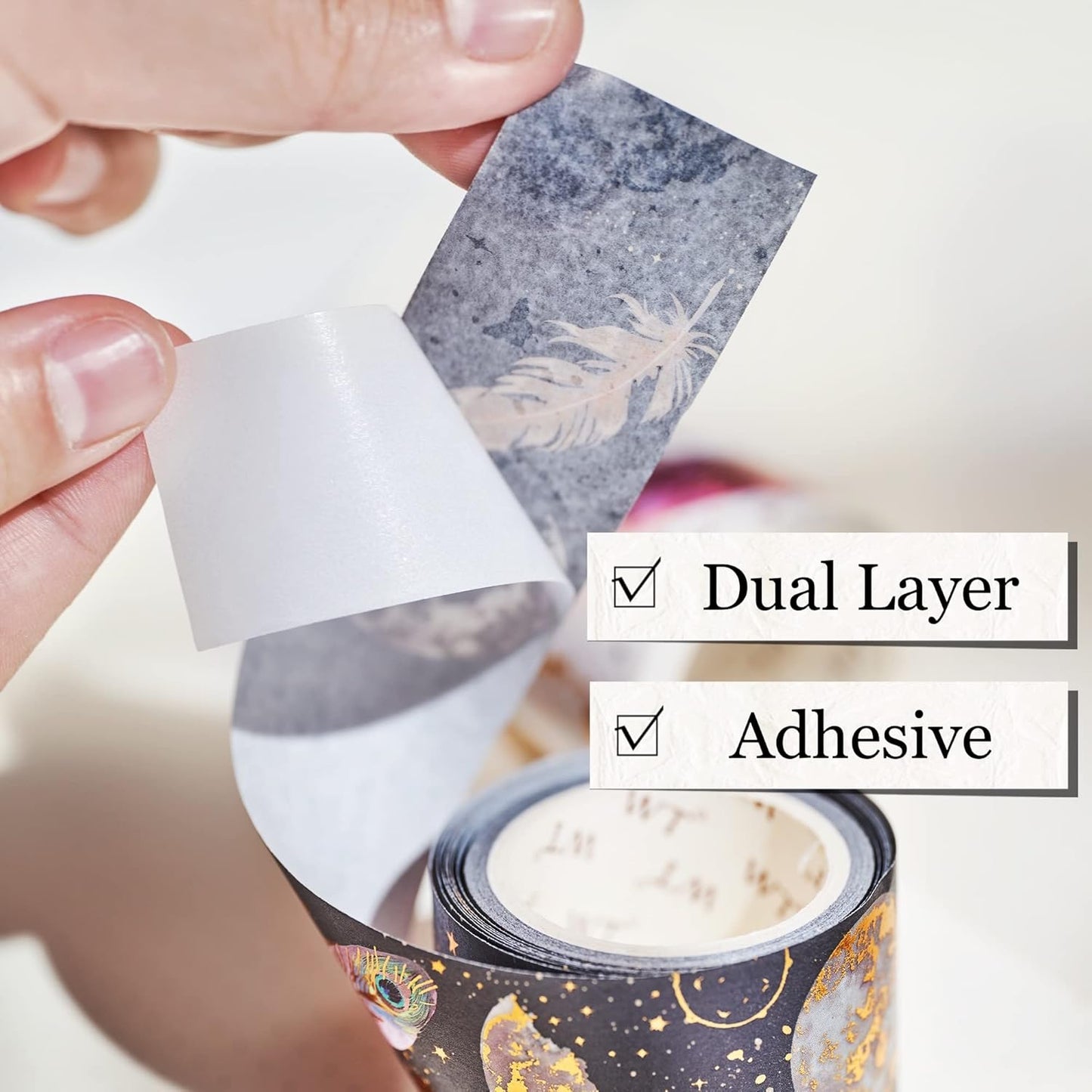 WT Happy Journaling Washi Tape Set, 5 Rolls, Original Designs, Vintage Decorative Masking Tape, Words Craft Tape, Bujo Planner Supplies, Adhesive Wrapping Tape, DIY Retro Paper Tape