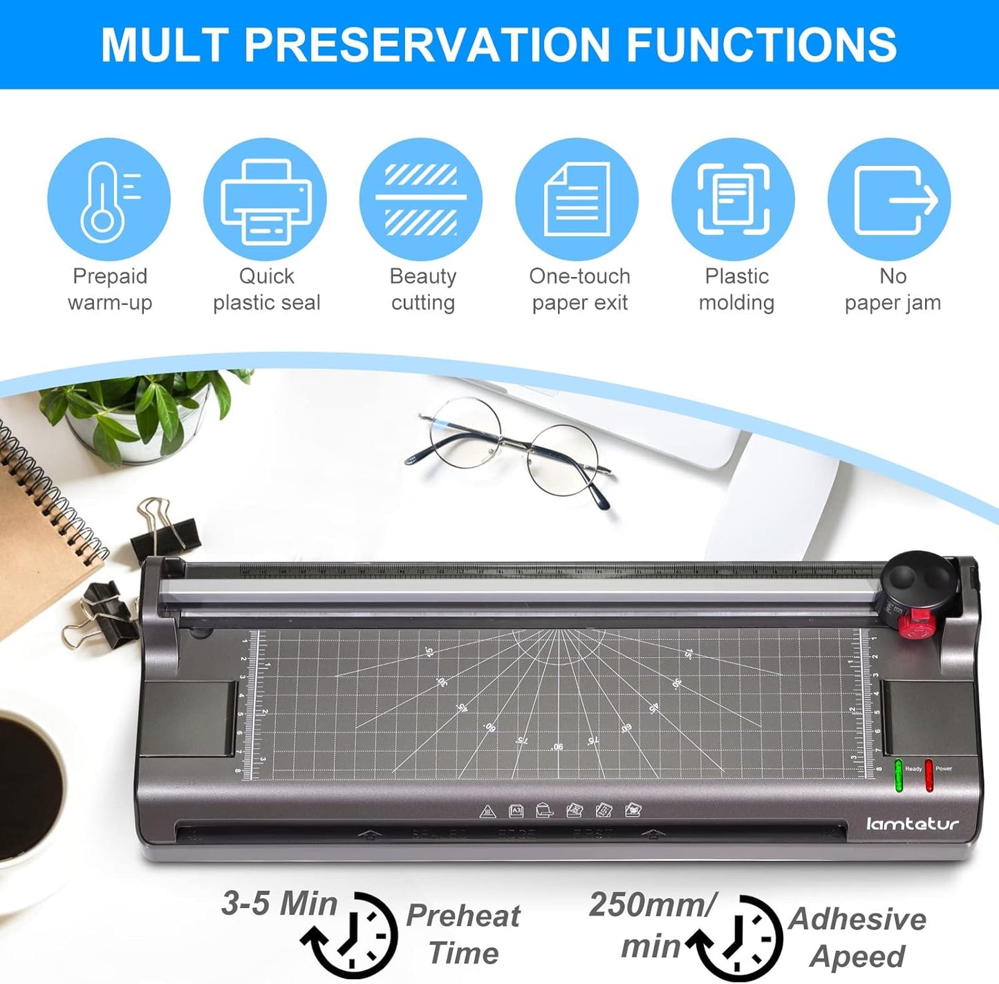 7 in 1 Thermal Laminator Machine 11X17 with 70 Letter Size Laminating Sheets for Office Home School Teacher Use,13 inch Hot&Cold Laminating for A3/A4,Lamination 3-5Mil With Paper Cutter,Corner Rounder