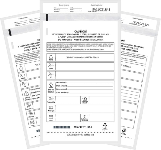 Deposit Bags Security Pocket Bank 6 Inch x 9 Inch (White, 500 Pack)