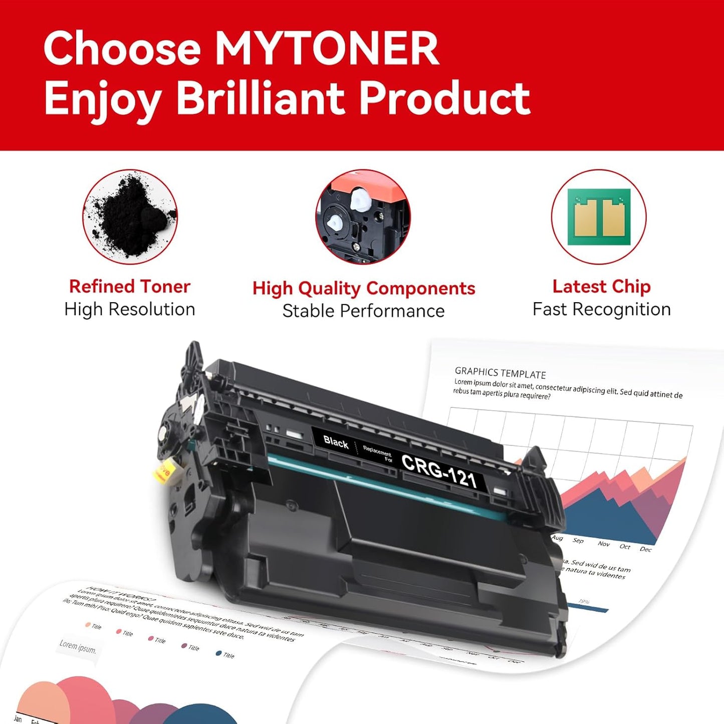 MYTONER 121 Black Toner Cartridge Compatible Replacement for Canon 121 CRG121 CRG-121 High Yield Toner for imageCLASS D1620 D1650 Printer (2 Pack)