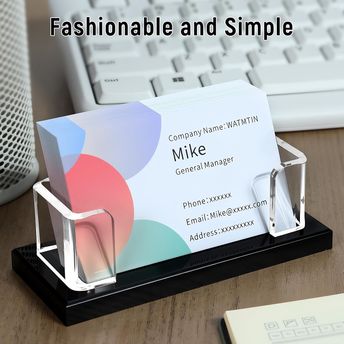 2 Pcs Acrylic Business Card Holder, Clear Black Acrylic Card Holder, Business Cards Display Stand for Women and Men Desk Accessories Office Home Exhibition , 1 Slot (2)