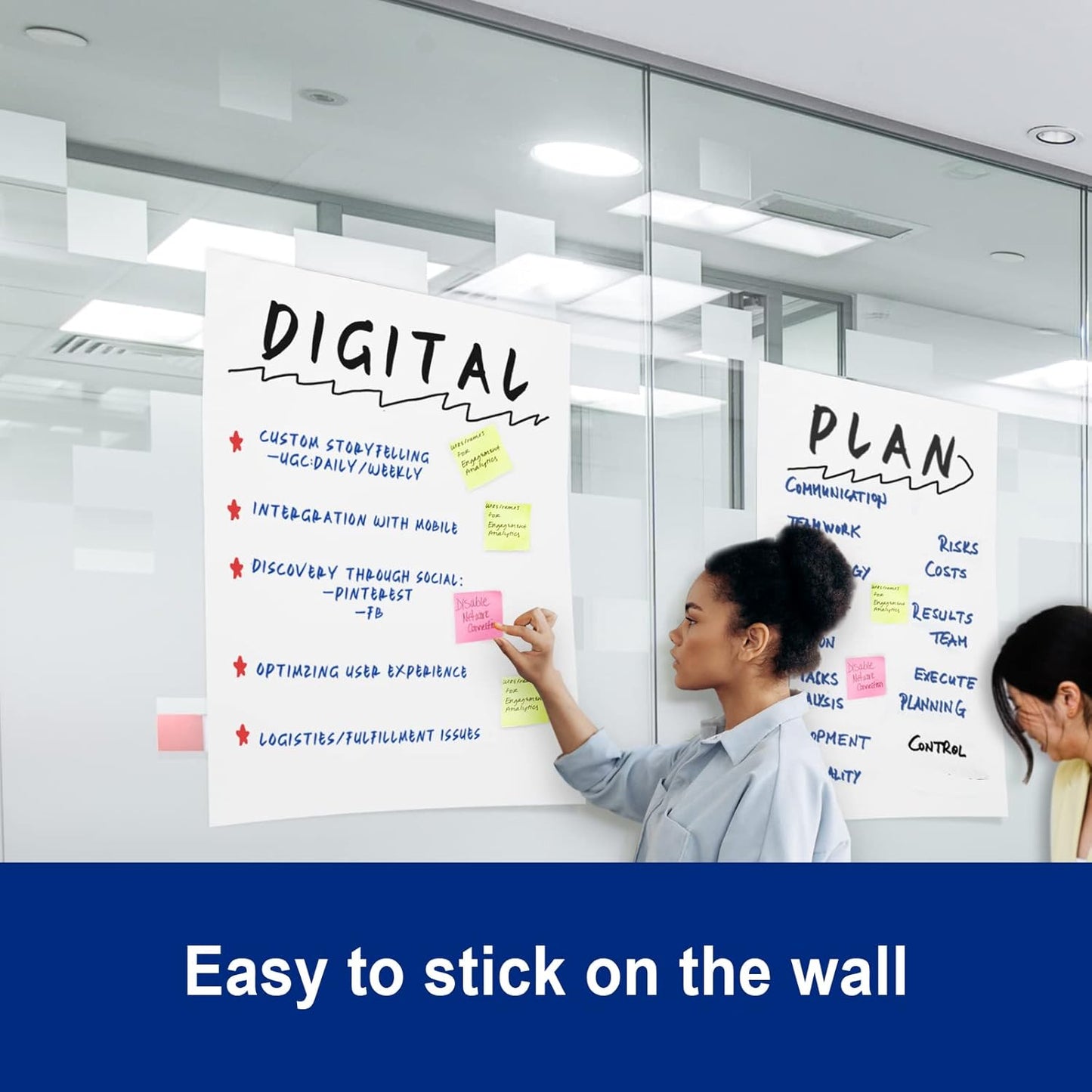 Comix Sticky Easel Pad, 25 x 30 Inches Flip Chart Paper for Teachers, Large Self Stick Easel Paper for Office School Classroom Supplies, 30 Sheets/Pad, 4 Pads/Pack