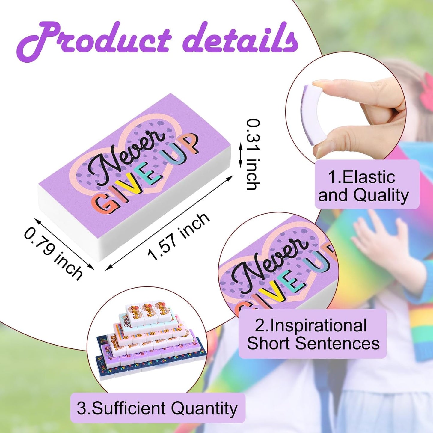 100 Pcs Inspirational Pencil Erasers Bulk for Kids Fun Motivational Eraser School Supplies Back to School Office Supplies for Classroom Office Teacher Artists (Boho)