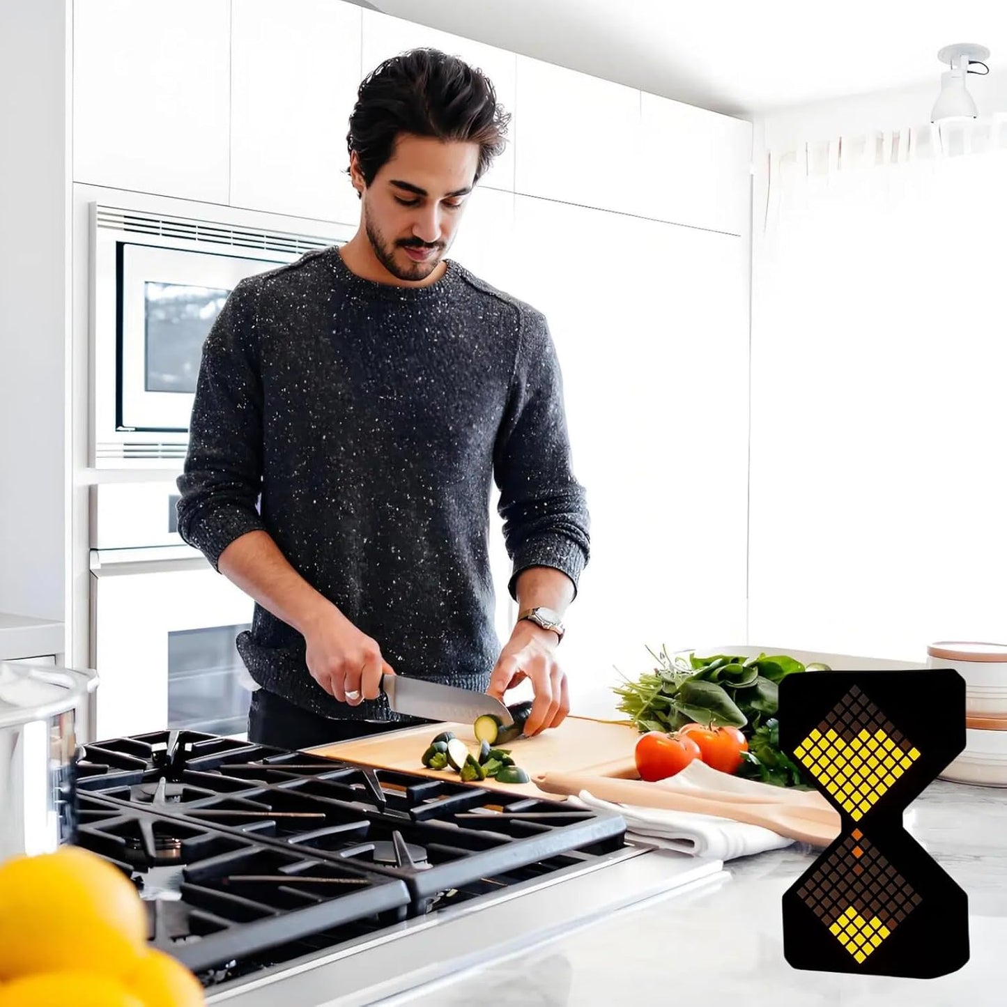 Digital Hourglass 1-30 Minute Freely Adjustable Gravity Timer Dynamic Flow Cube Led Night Light Hourglass Timer for Classroom Home Office Cooking (White, Green Light Source)