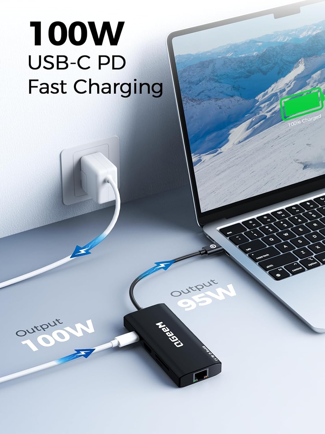 QGeeM USB C Hub Ethernet,9 in 1 USB Type C Hub HDMI Multi-Port Converter Adapter,100W Pd, USB 3.0,SD/TF Card Reader,Compatible for MacBook Pro Air Ipad HP Dell Lenovo Chromebook etc.-Black