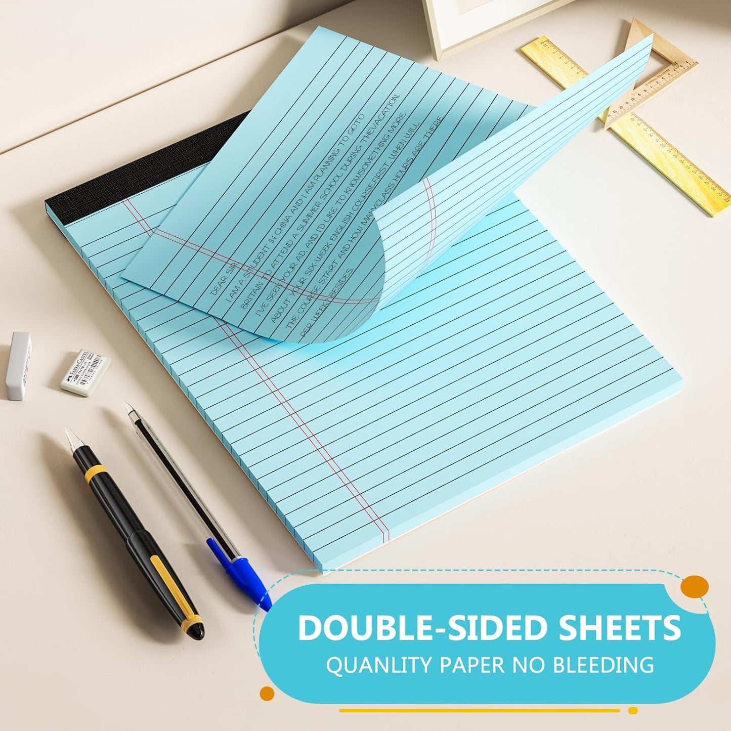 Legal Pads 8.5 x 11, Wide Ruled Paper, 12 Pack Note Pads 8.5 x 11, Colored Legal Pads, Pink Writing Pad, Multicolor Notepad with Sturdy White Back, 30 Sheets/Pad, Lined Paper for School, Home, Office