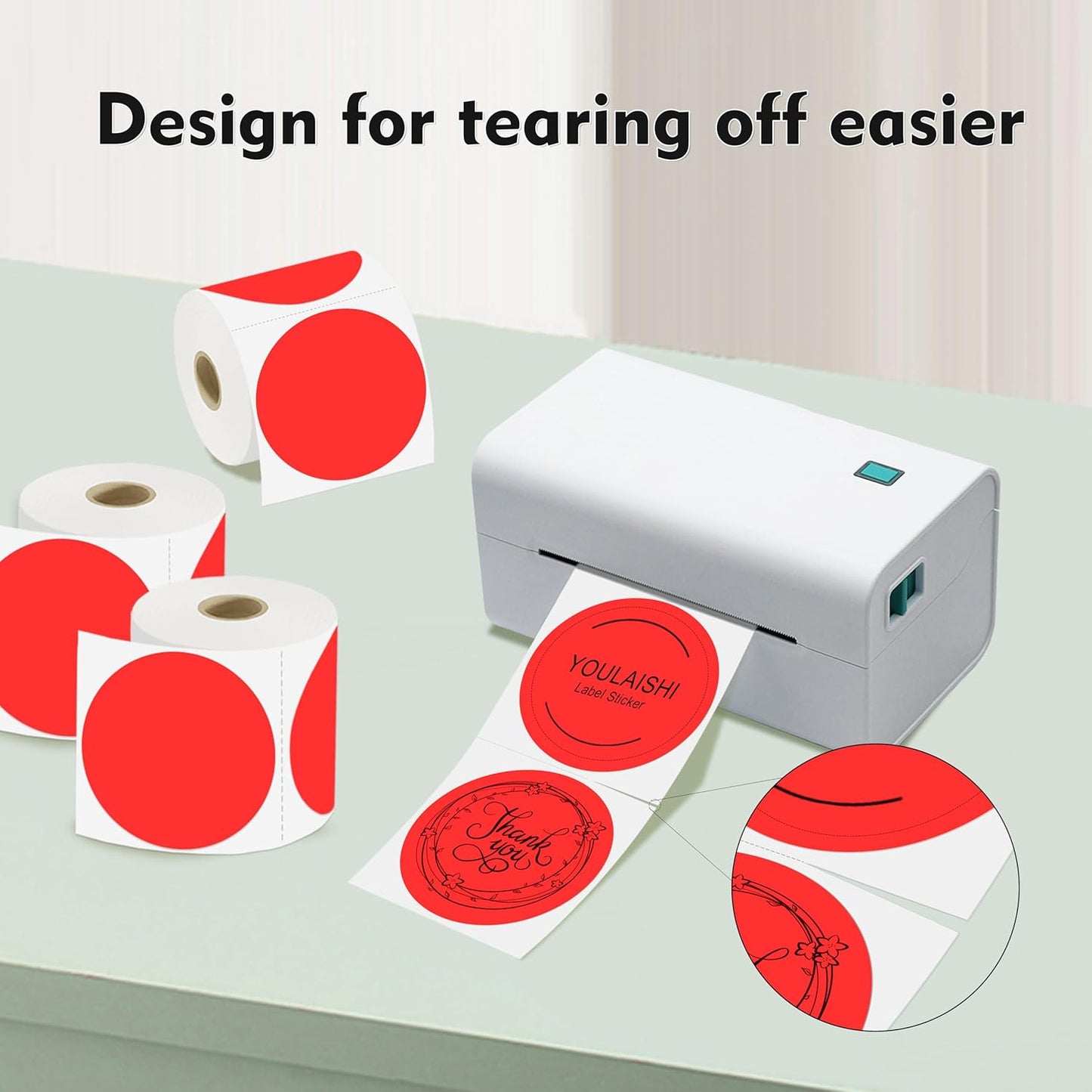 3 X 3 Inch Color Coding Dot Labels Circle Thermal Printable Waterproof 2000 Pcs Round Stickers Adhesive Writable for Office, Home, Garage, DIY Sticker, Barcodes, Name Tag, Fluorescent Red