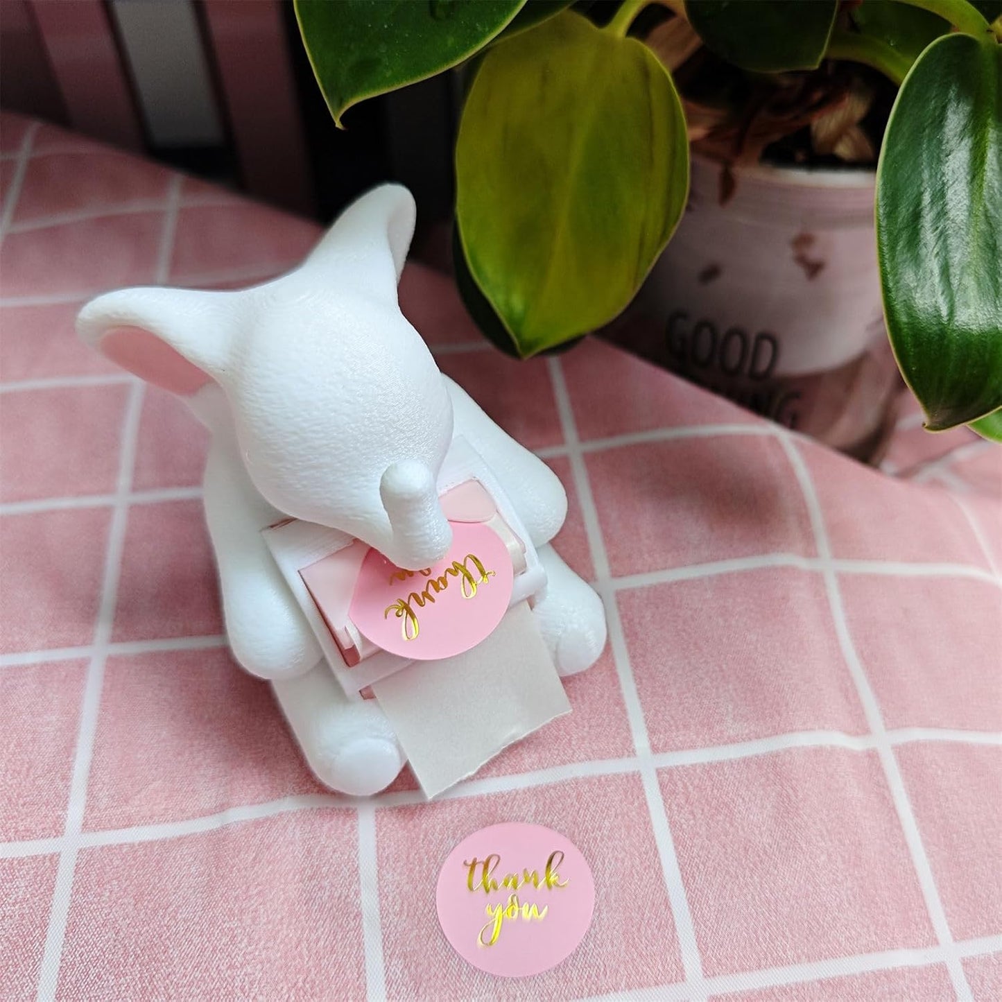 Elephant Stamp Roll Dispenser - Postage Stamp Holder for Roll of 100 Stamps, Stamps NOT Included, 1.18" Core, White, C02