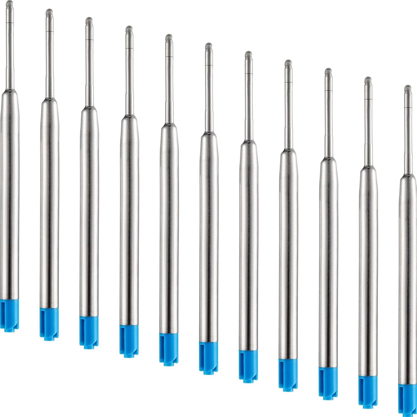 DunBong Blue Ink Refill Pack of 5, Replaceable Ballpoint Pen Refills, Medium Point Metal Refill (Blue)