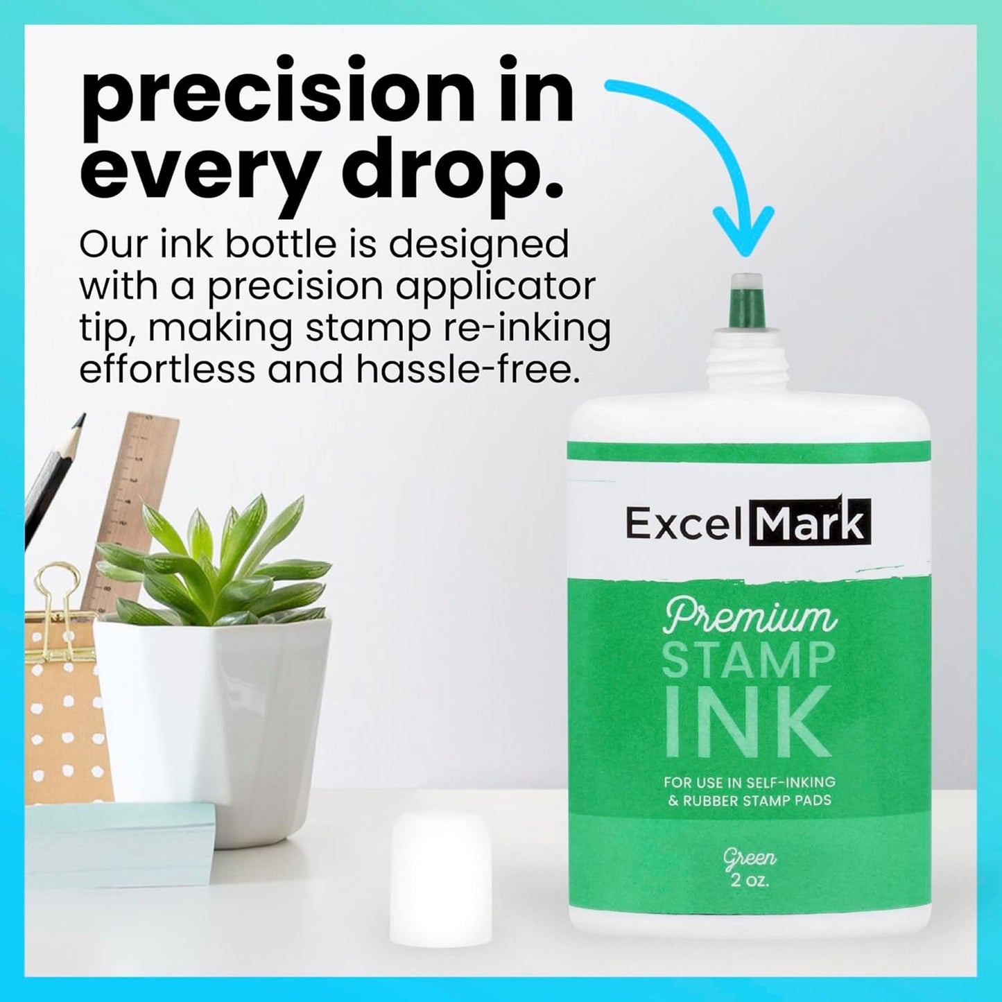 Self Inking Stamp Refill Ink - 2 oz. - Green Ink