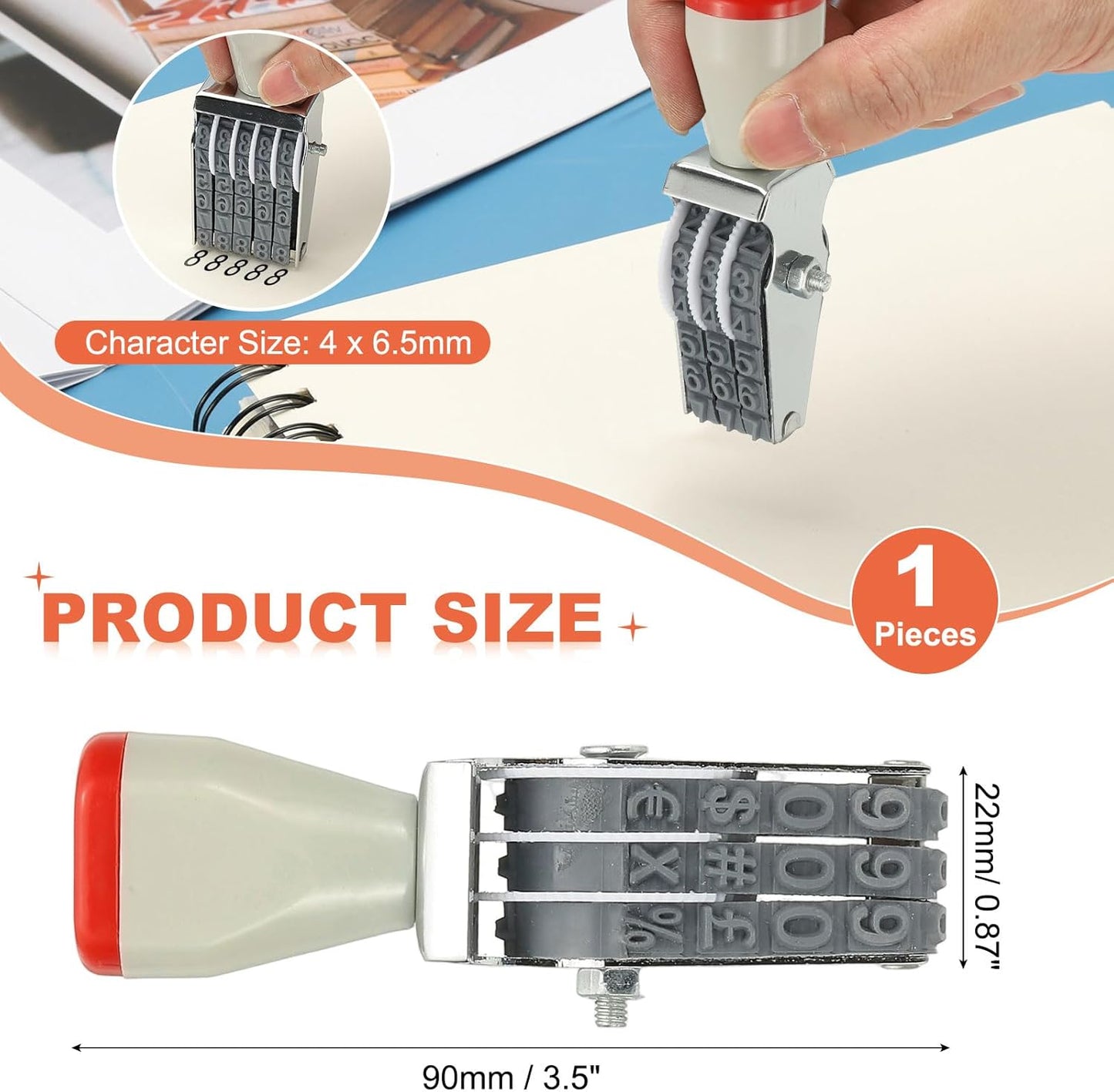 PATIKIL 3 Digit Number Roller Stamp, Adjustable Rubber Stamp Changeable Numerical Symbol Office Date for Business Creative Price Tag