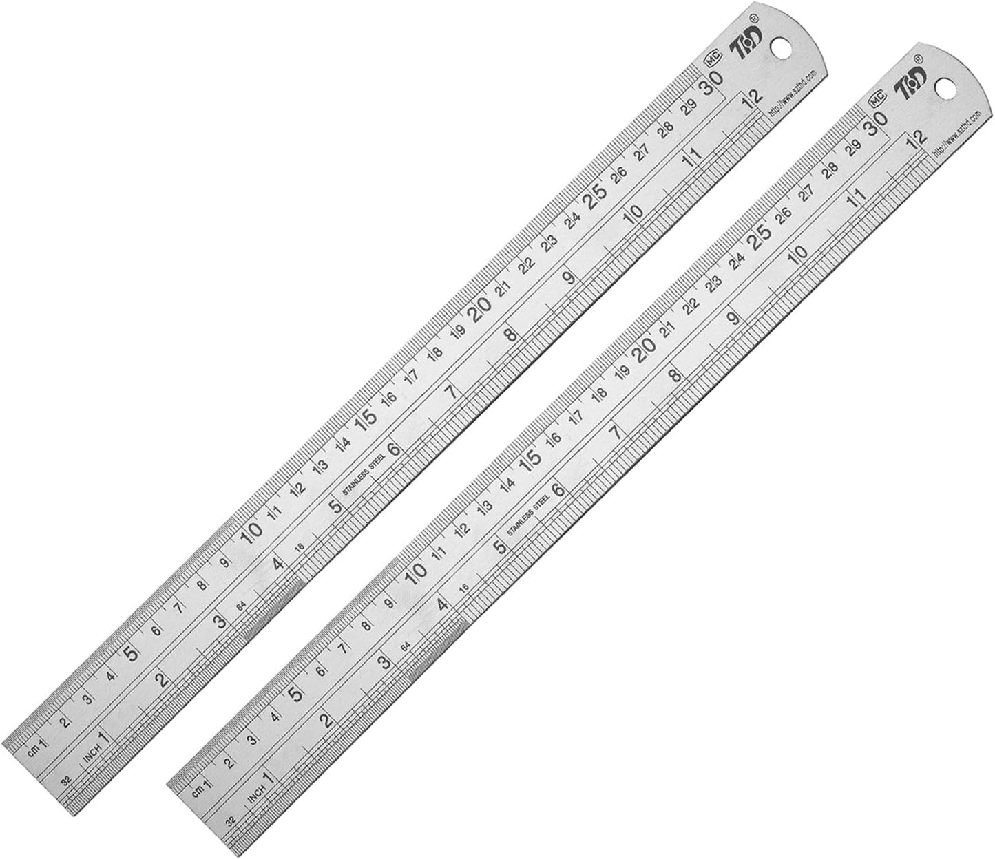 ZZTX Metal Straight Edge Ruler Set - Stainless Steel 12 Inch Rulers - Bulk 2 Pack