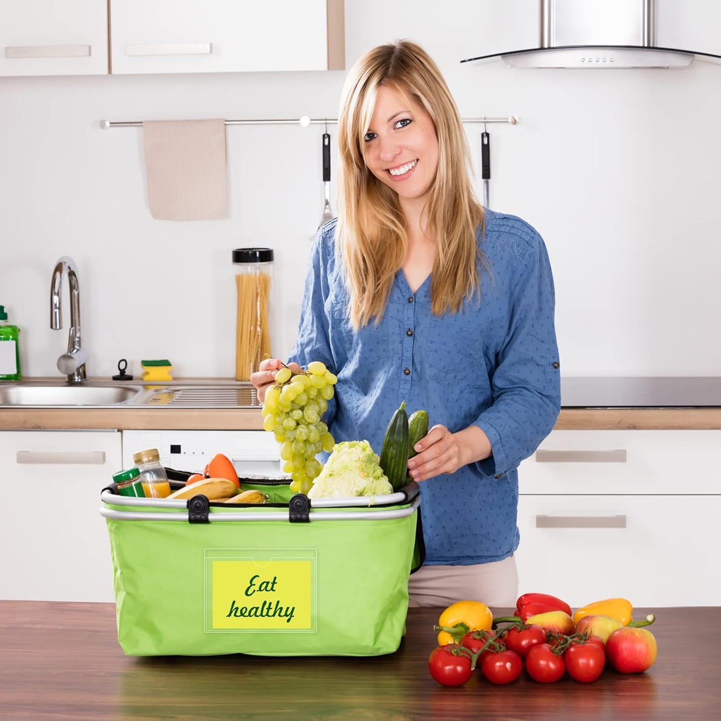 Chinco 50 Pack Clear Adhesive Pockets, Labels for Storage Bins, Plastic Self Adhesive Index Card Holder with Top Open for Organizing Bins Box Drawer(3.6 x 4.8 Inches)