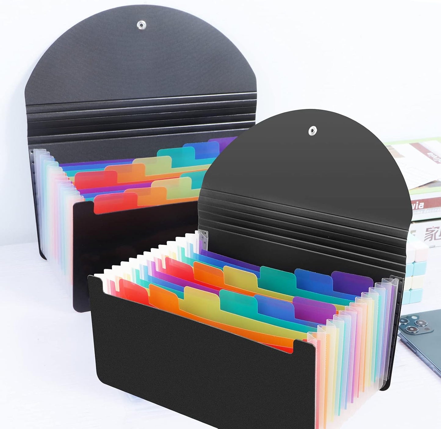 2 Pack 13 Pockets A6 Mini Coupon Organizer Wallet, Expandable Accordion File Organizer for Storage Receipt Cards Coupons Tickets - Black