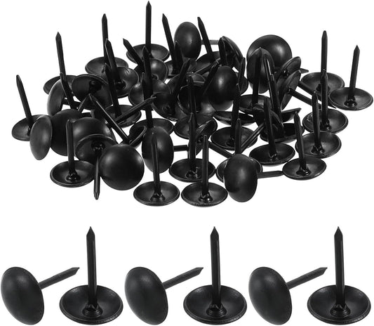 uxcell 50 Pcs Upholstery Tacks, 9 x 13mm Round Head Upholstery Nails Pins Vintage Decorative Furniture Tacks for Chairs Sofas Beds DIY Project, Black