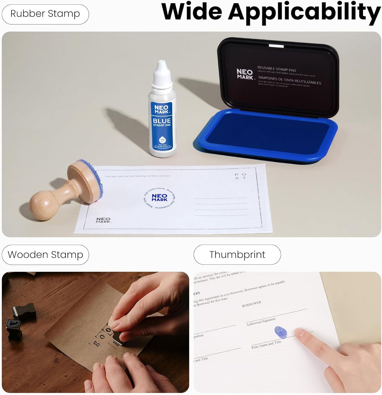 Medium Stamp Pad -2.8"x 4.4", Magnetic Lid, Premium Quality Felt Stamp Pad (Blue)