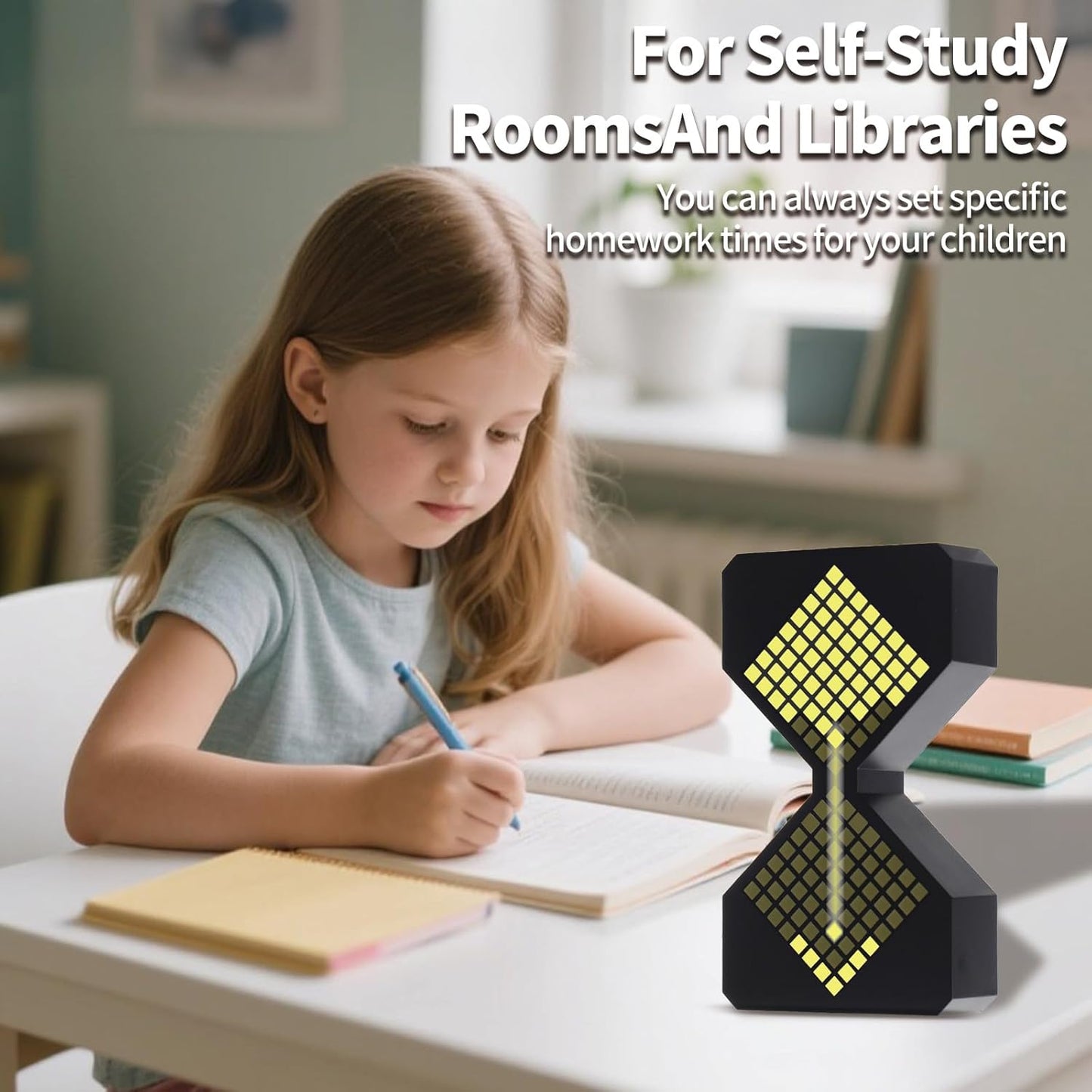 LED Digital Electronic Hourglass Gravity Induction Timer, 1 to 30 Minutes Free Adjustment,DIY Digital Timer, Suitable for Kitchen, Room, Classroom, Office (Yellow)