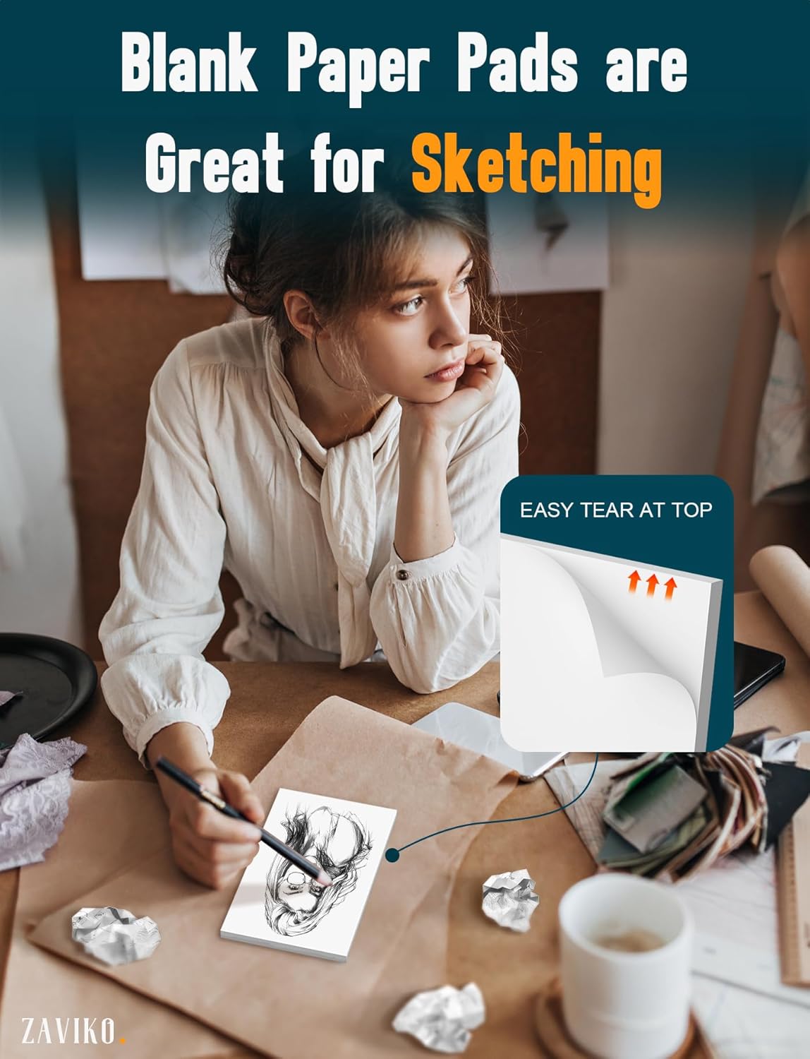 Note Pads 4x6, 6 Pack Mini Blank Notepad 4x6, Small Notepads 4x6 Paper Pads, Scratch Pads 4x6 Small Pads of Paper, Memo Pads 4x6, White Server Note Pad Paper, Small Pocket Notebook 4x6, 50 Sheets/Pad